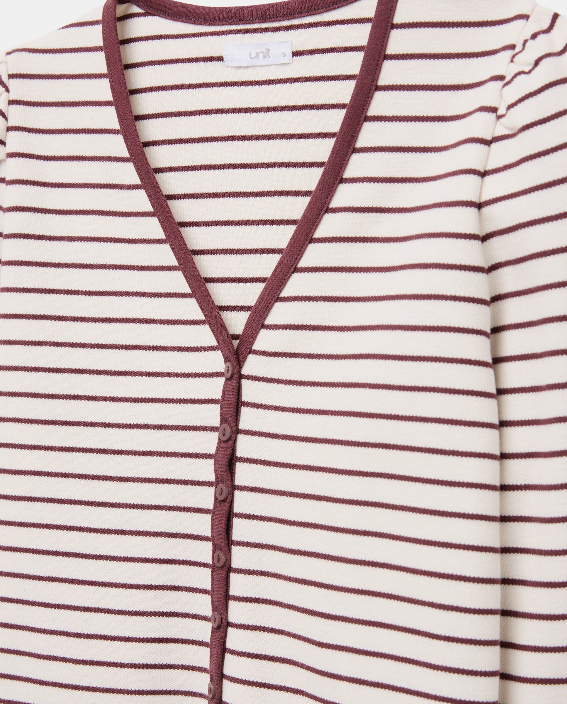 Camiseta de mujer cuello pico abotonada Blanco-5