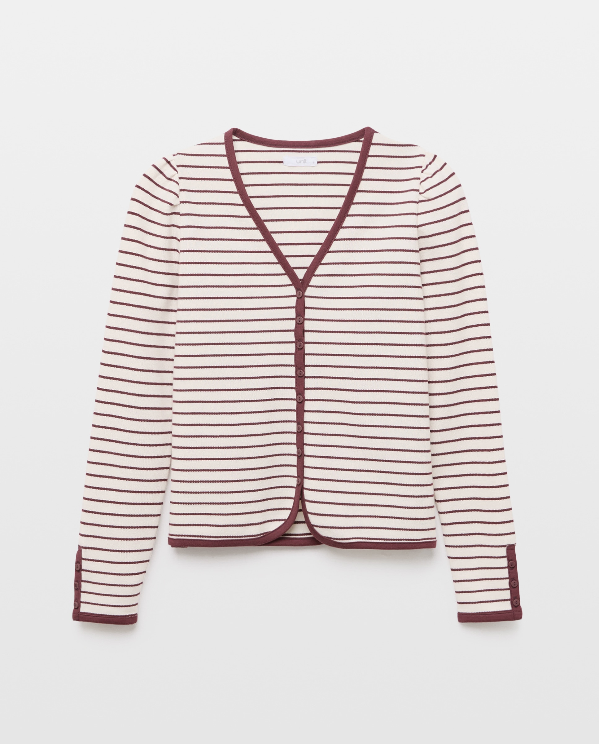 Camiseta de mujer cuello pico abotonada Blanco-4