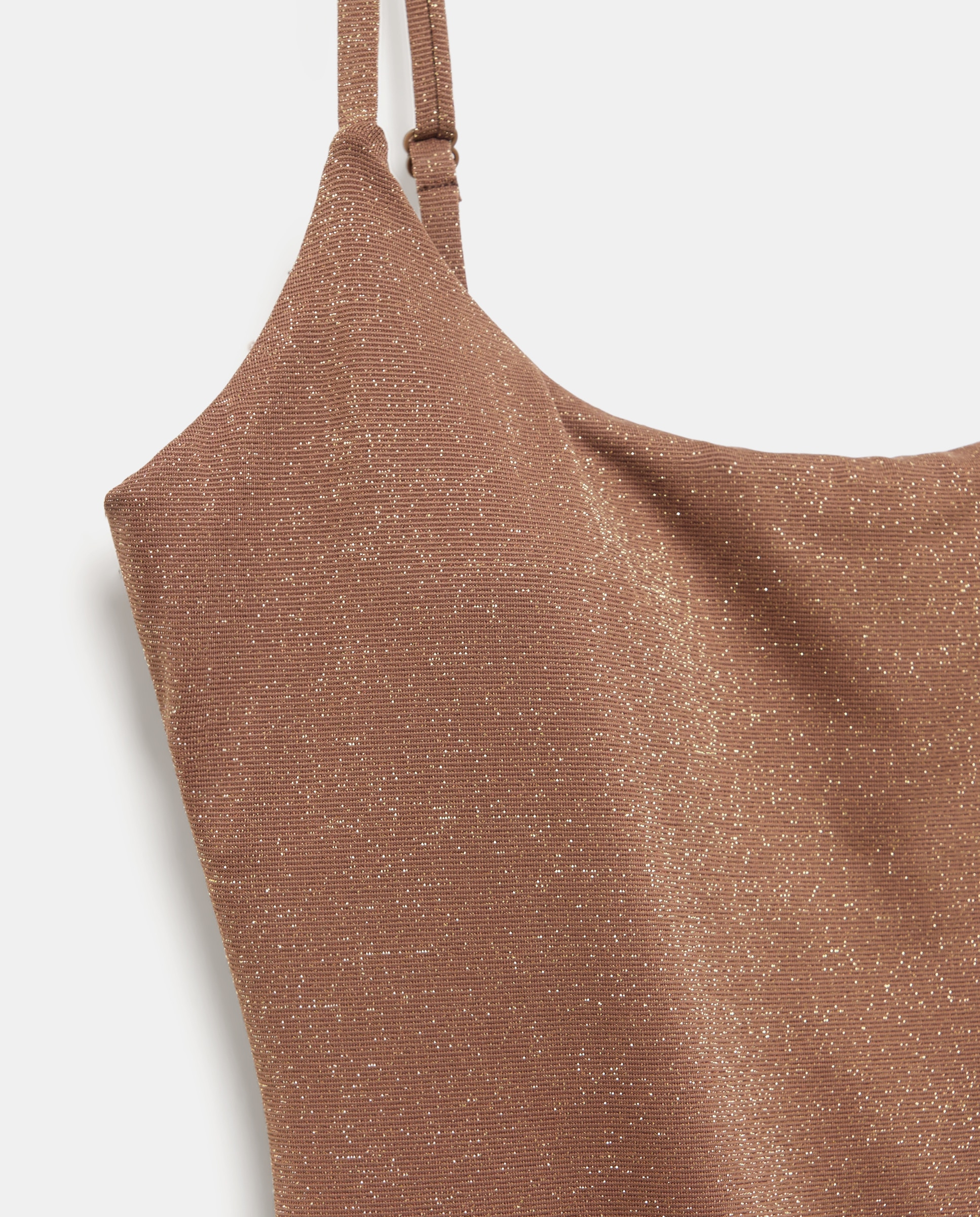 Bañador mujer tirante fino cruzado lurex Marrón-6