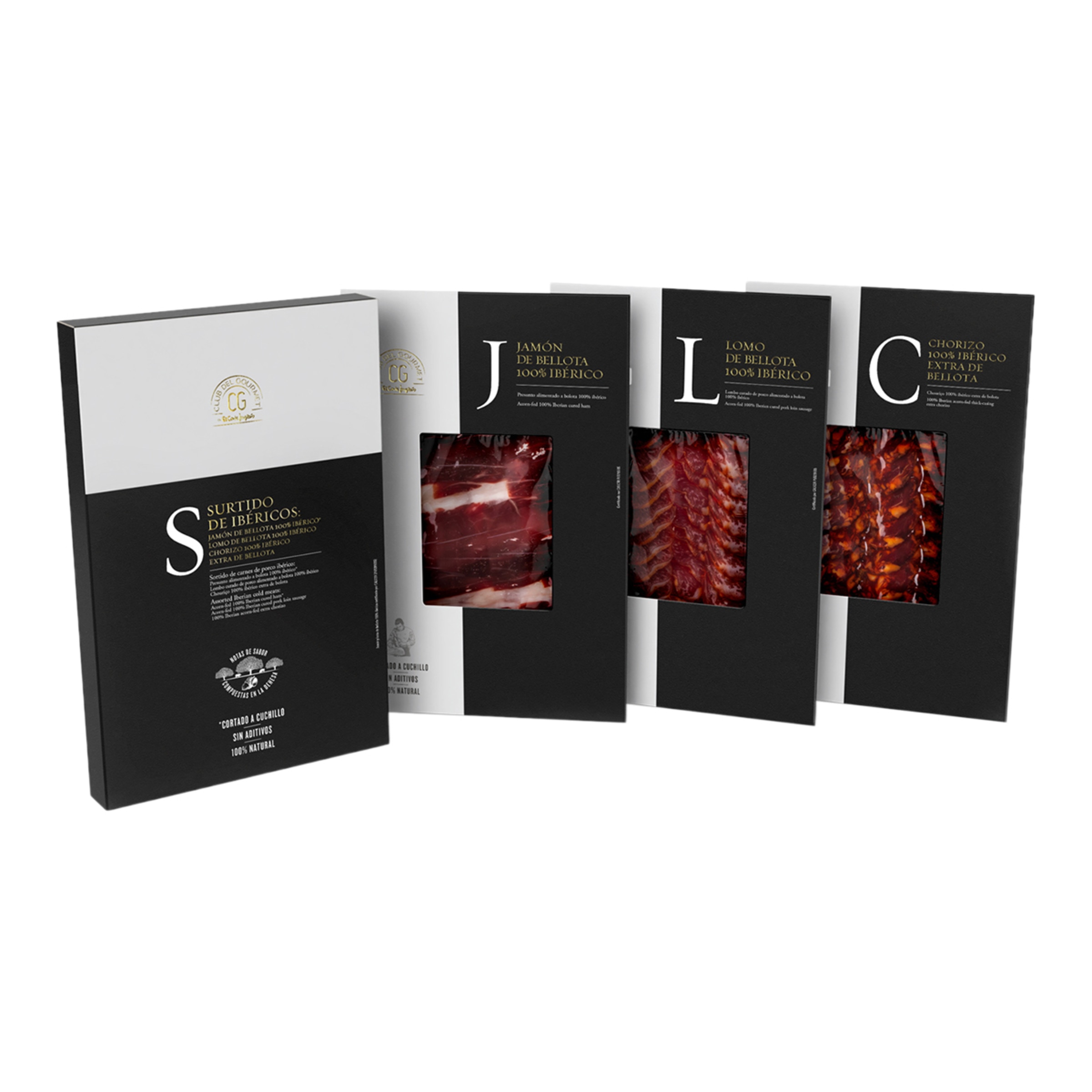 Imagen 0 de Surtido 3 medias cañas de lomo Ibérico, chorizo Ibérico y salchichón Ibérico Club del Gourmet