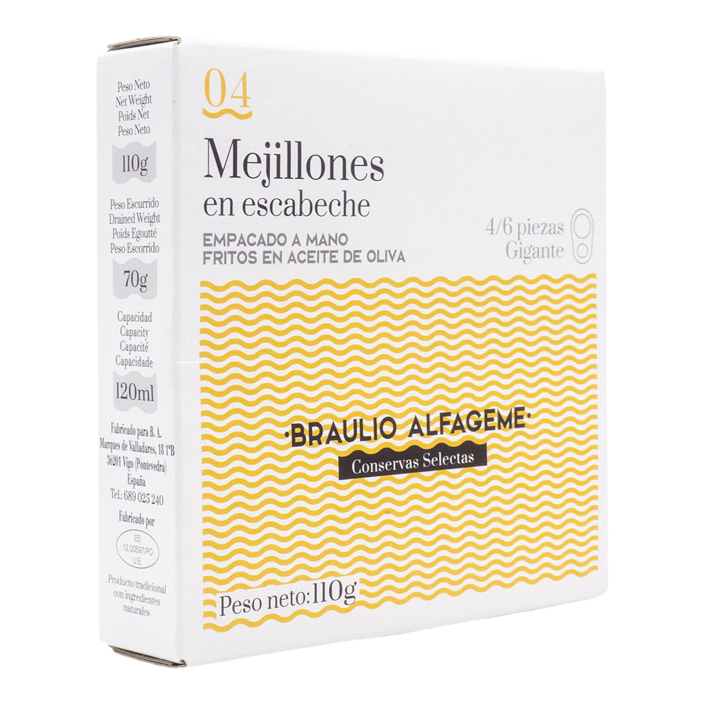 Mejillones en escabeche fritos en aceite de oliva 4-6 piezas Braulio Alfageme Conservas Selectas 2
