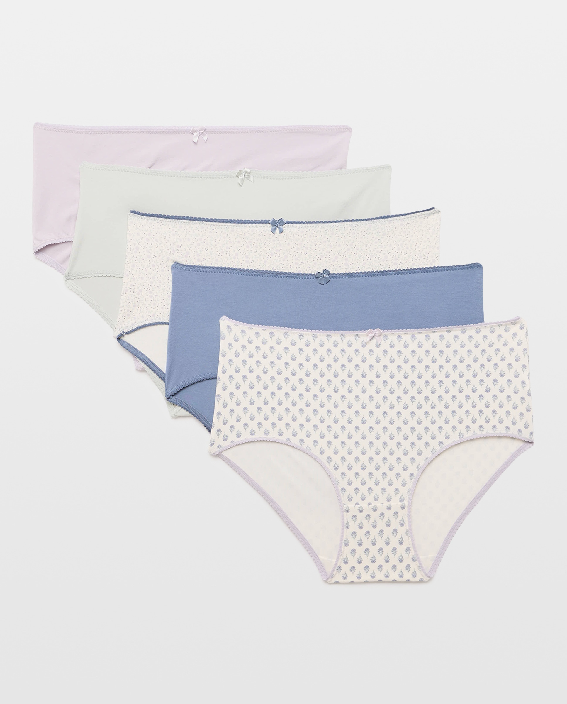 Pack 5 bragas altas de mujer algodón estampadas 284 Lila-3