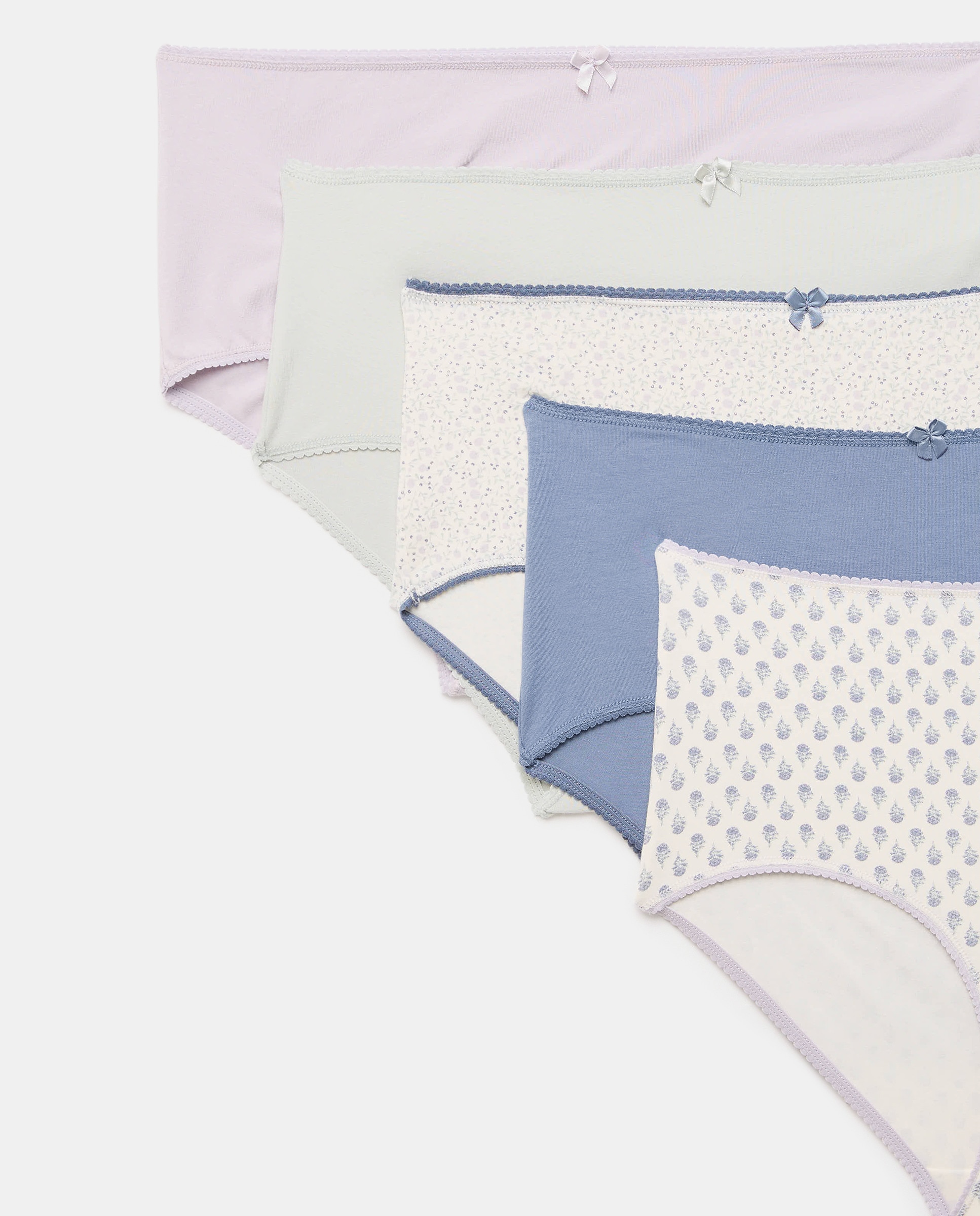 Pack 5 bragas altas de mujer algodón estampadas 284 Lila-4