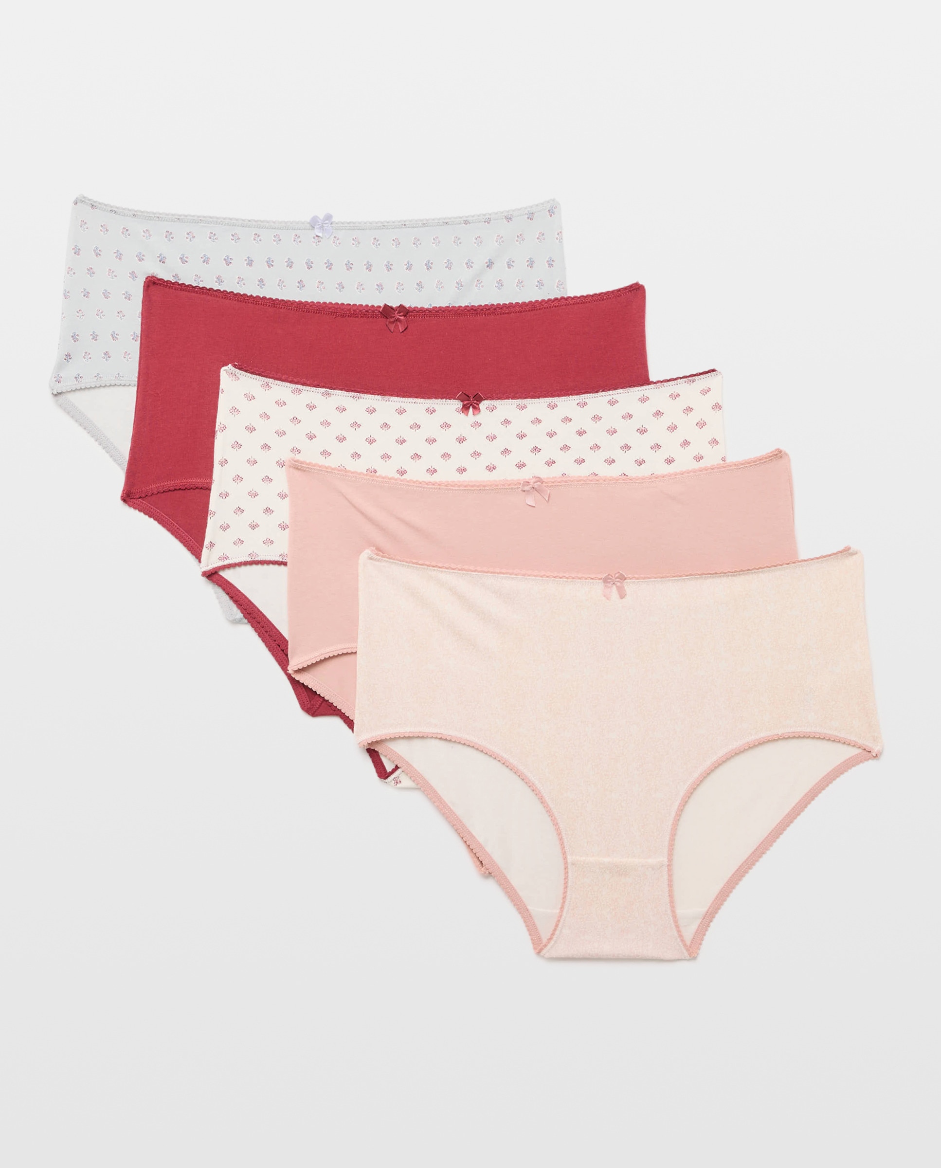 Pack 5 bragas altas de mujer algodón estampadas 220 Rosa palo-3