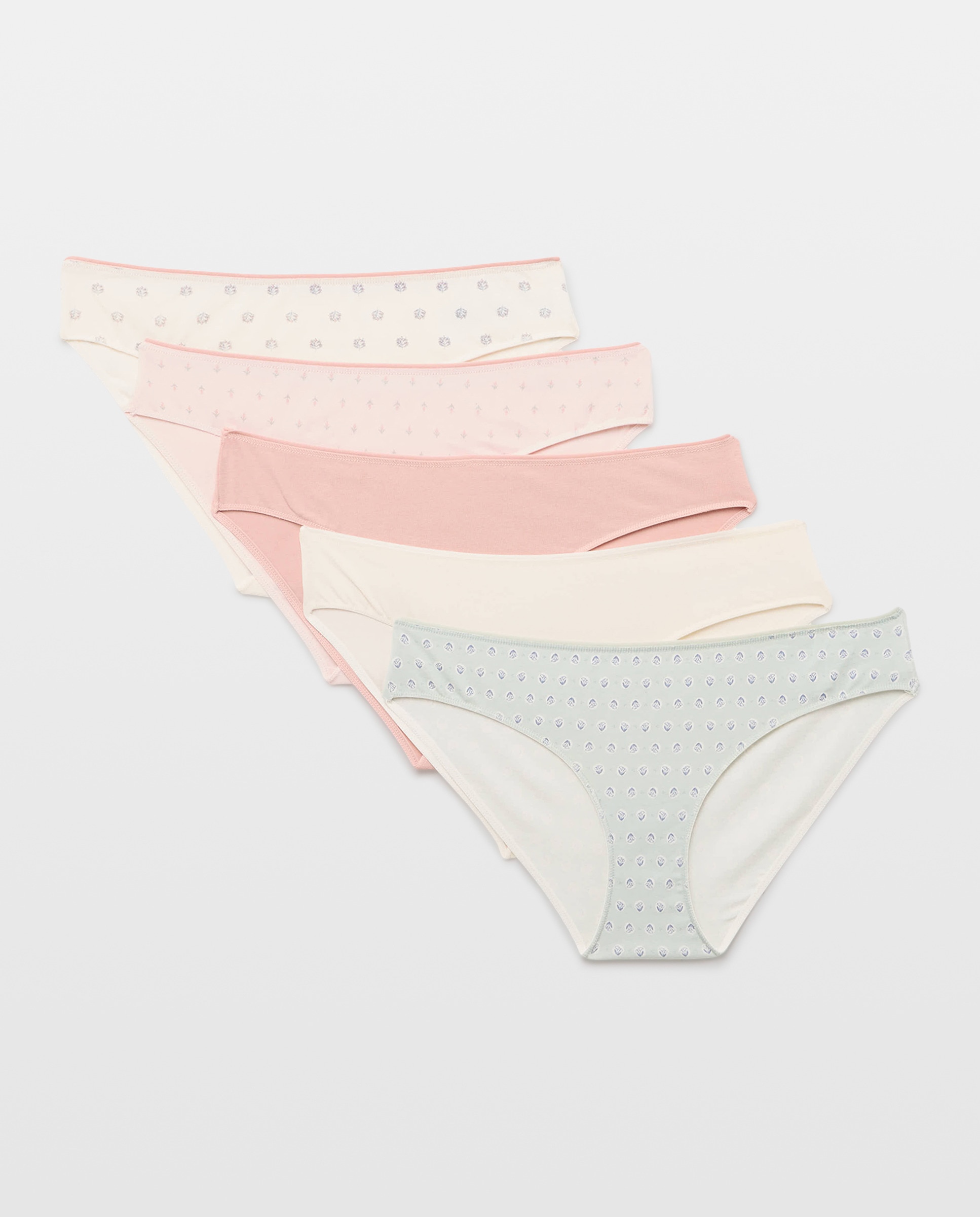 Pack 5 bragas de mujer algodón estampadas 200 Rosa-3