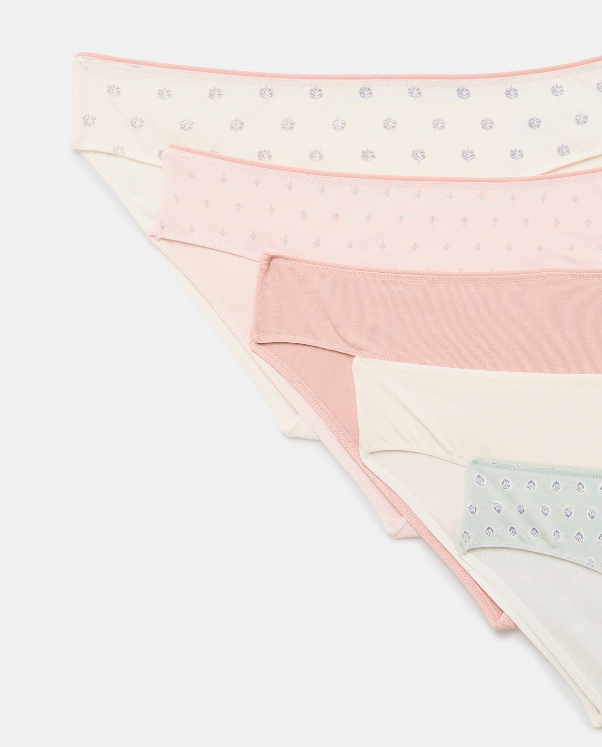 Pack 5 bragas de mujer algodón estampadas 200 Rosa-4