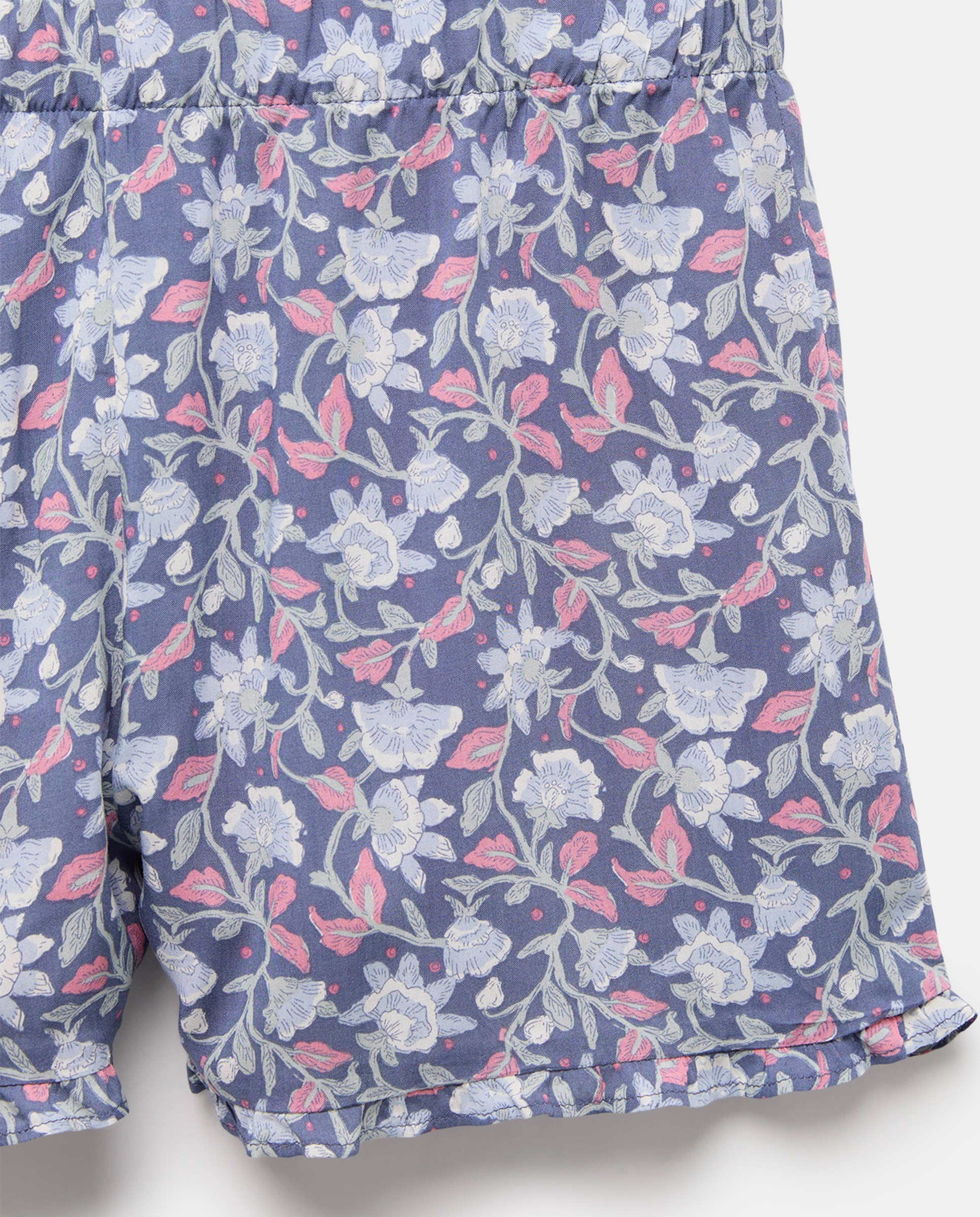 Pijama mujer corto estampado minivolante 400 Azul-4