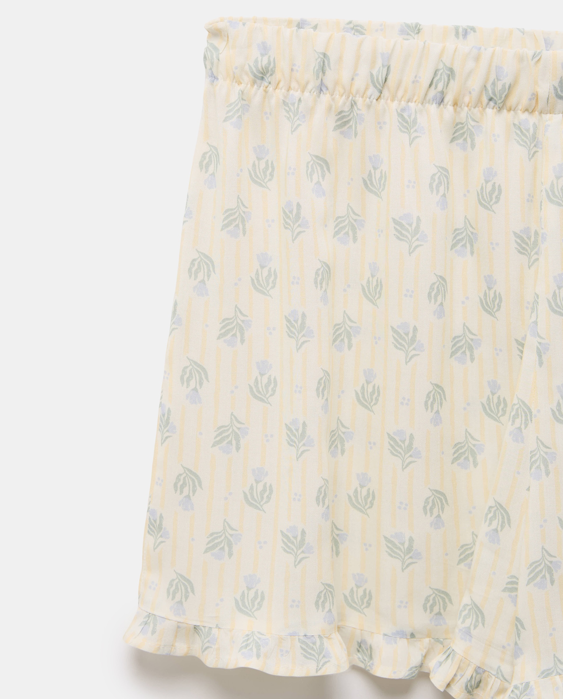 Pijama mujer corto estampado minivolante 300 Amarillo-4