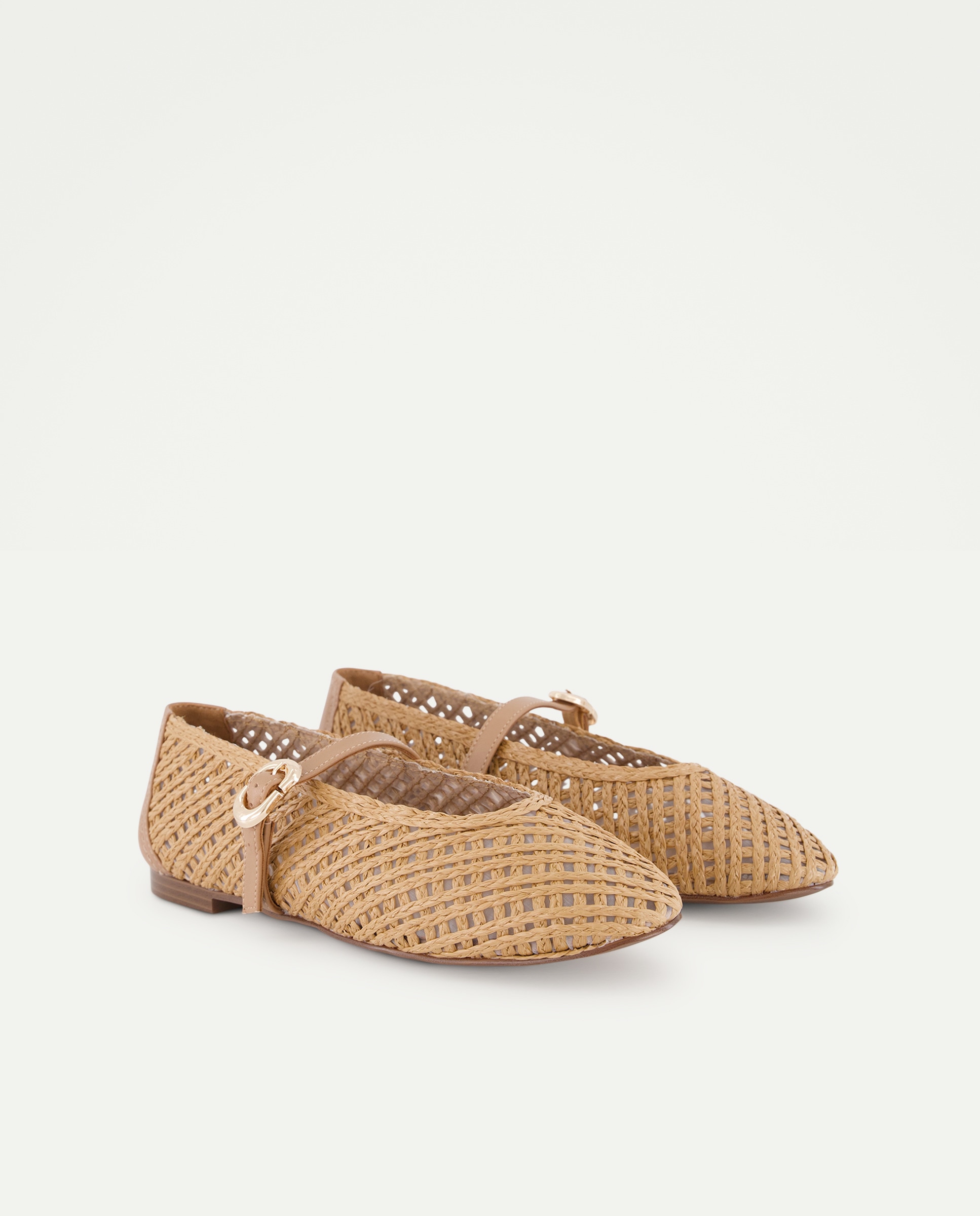 Sapatos Rasos com Pulseira de Ráfia 730 Camel-2