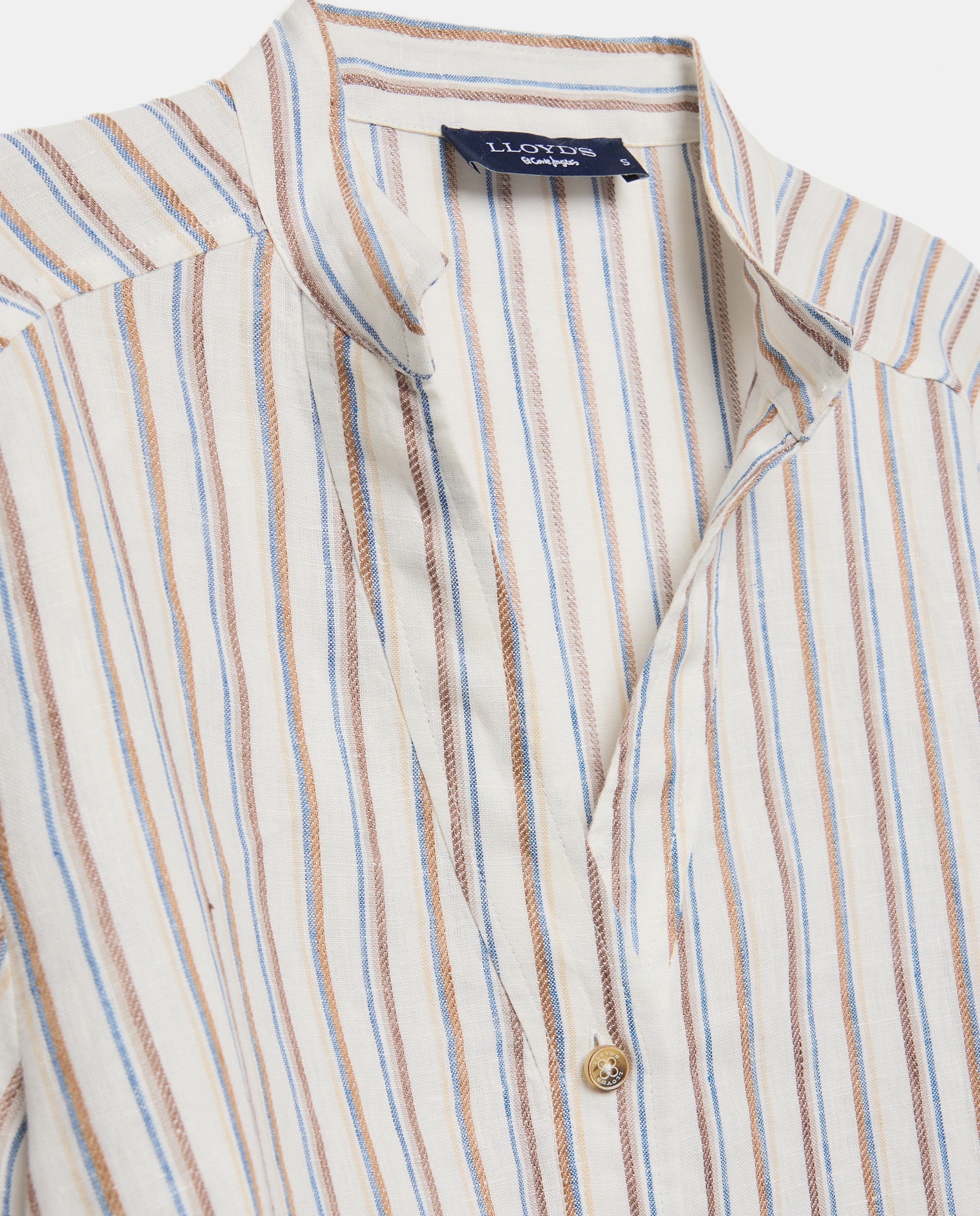 Blusa de Linho às Riscas Branco-5