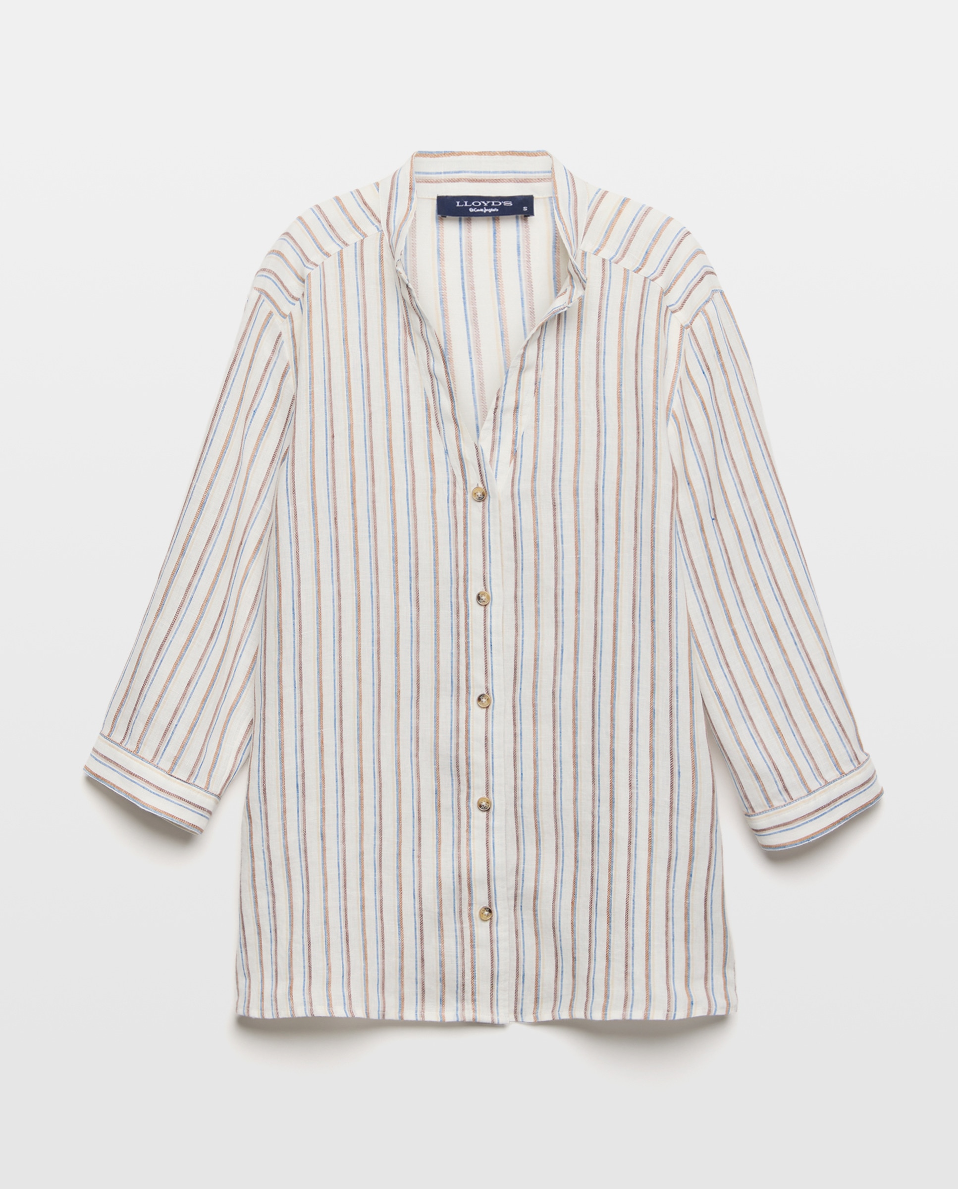 Blusa de Linho às Riscas Branco-4