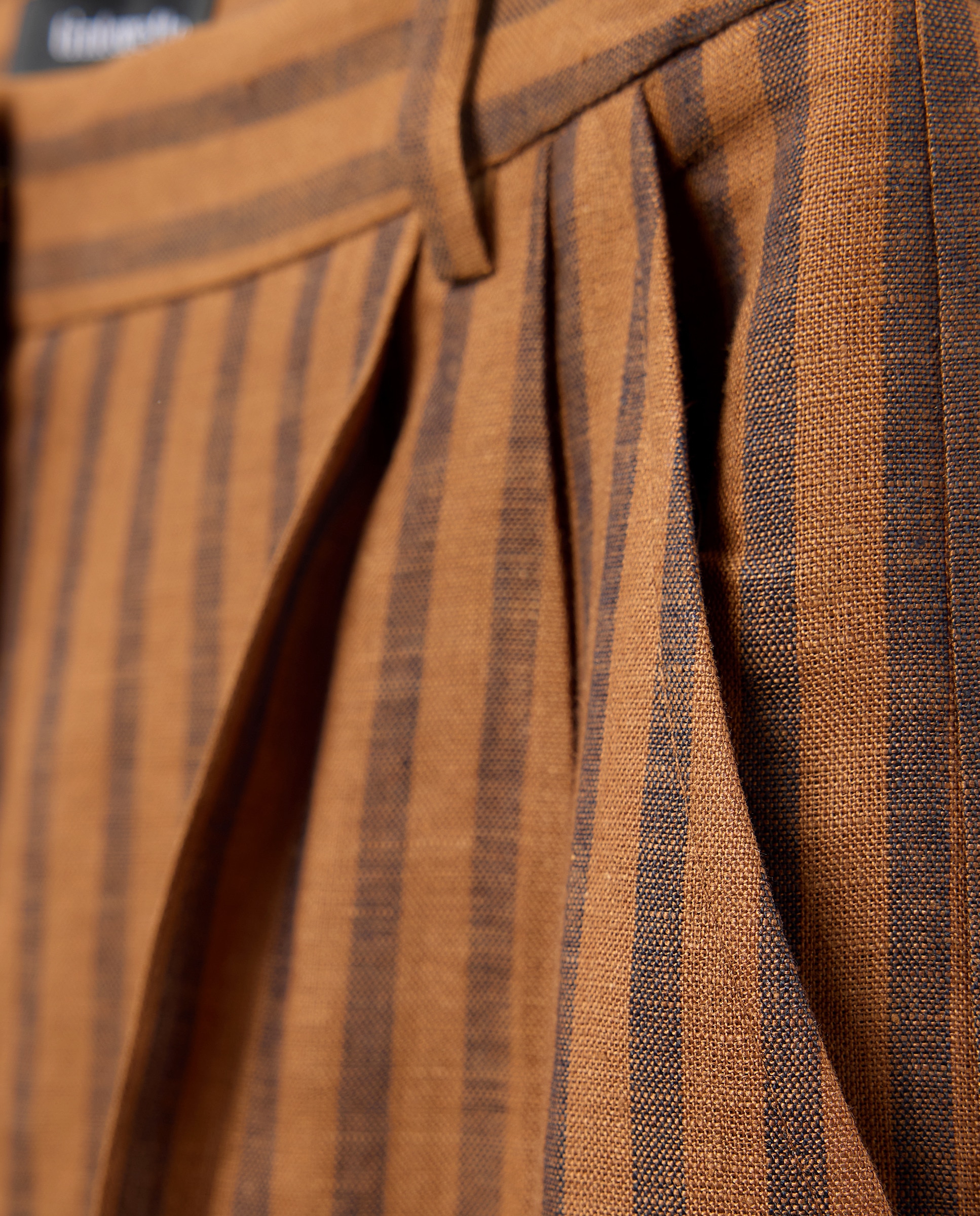 Calças de Linho às Riscas 740 Tabaco-5