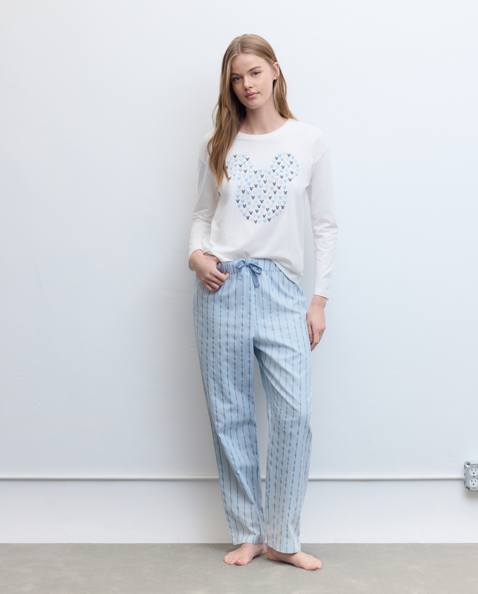 T-shirt de mulher Mickey Cinzento-claro-2