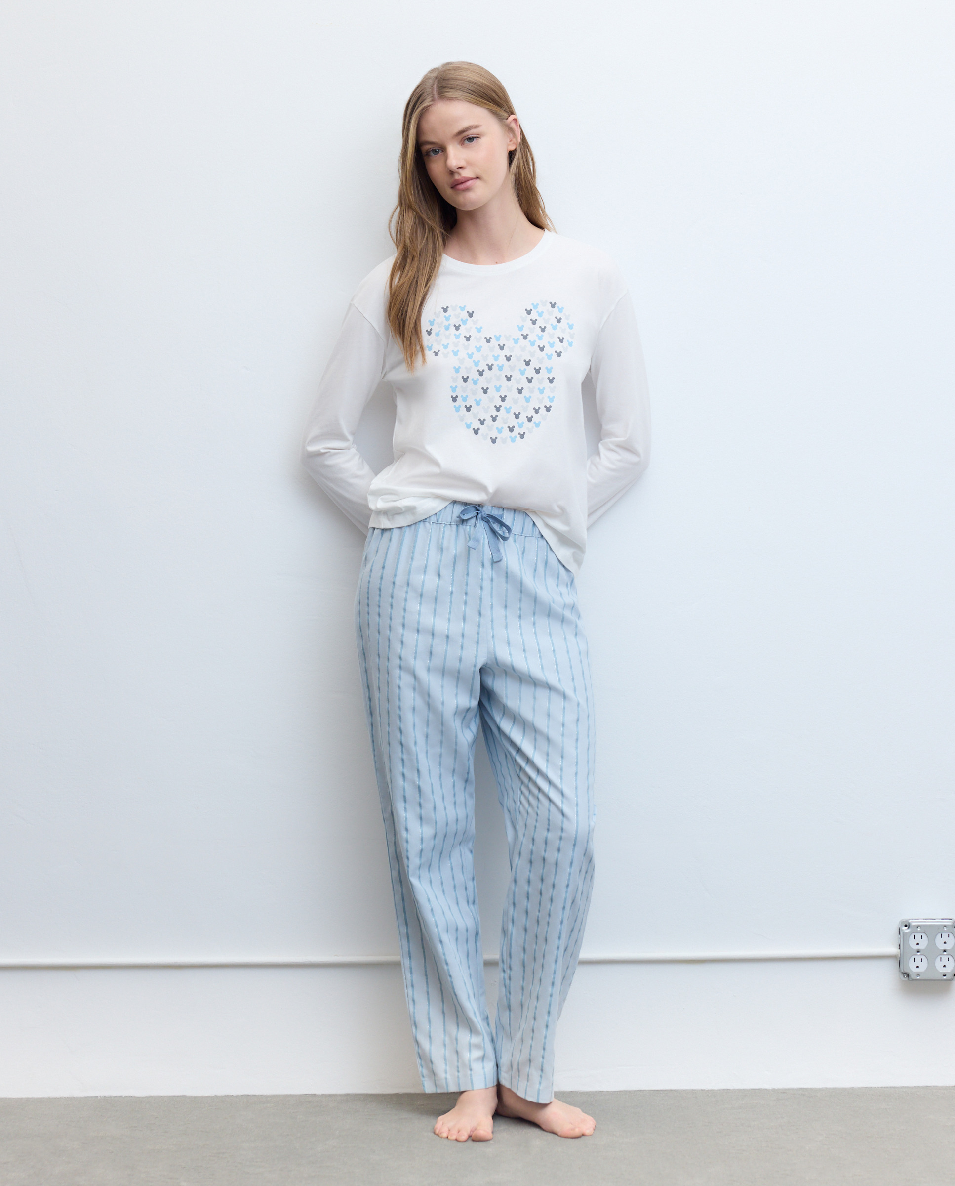 Imagem 0 de Calças de Pijama às Riscas com Textura