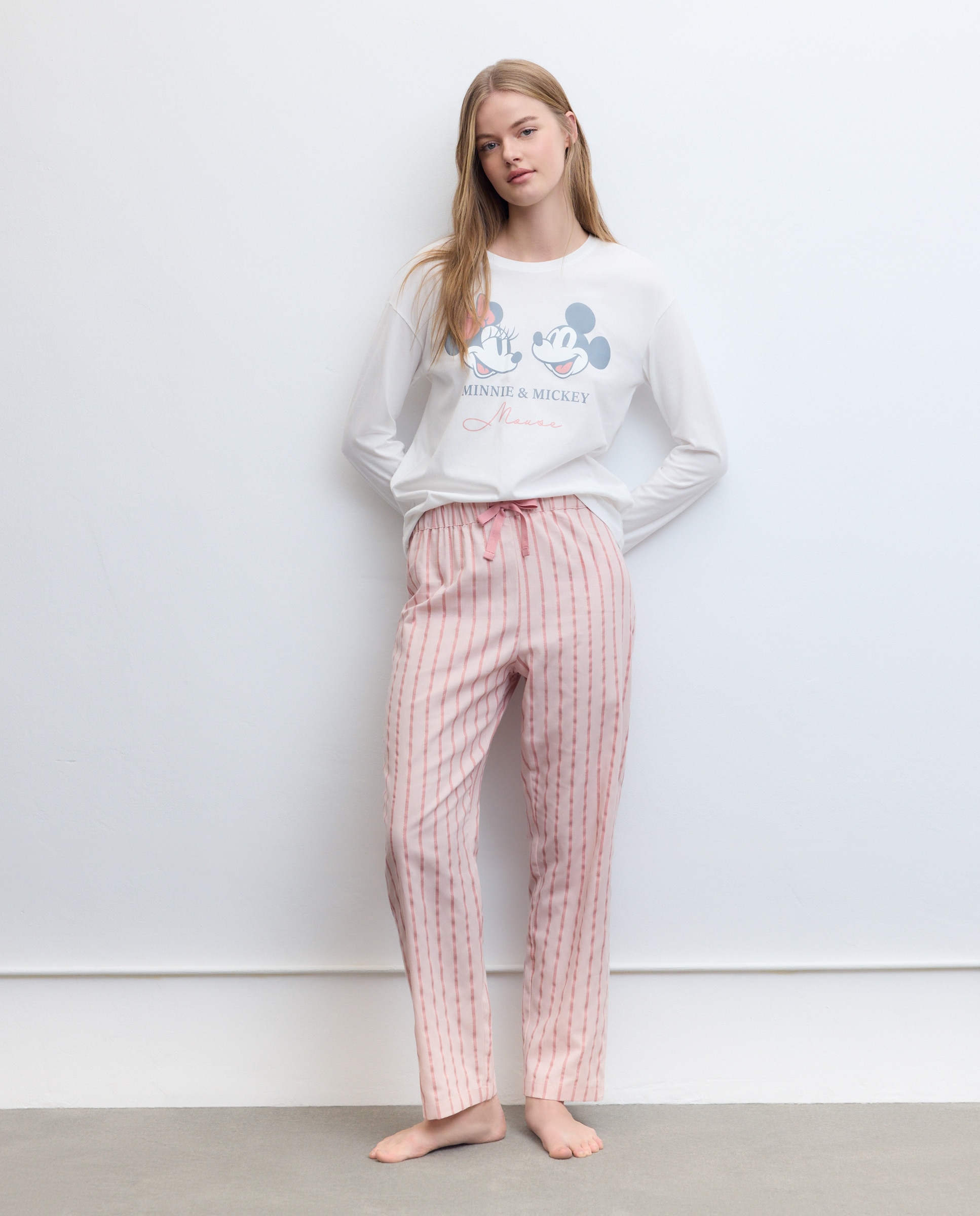 Imagem 0 de Calças de Pijama às Riscas com Textura