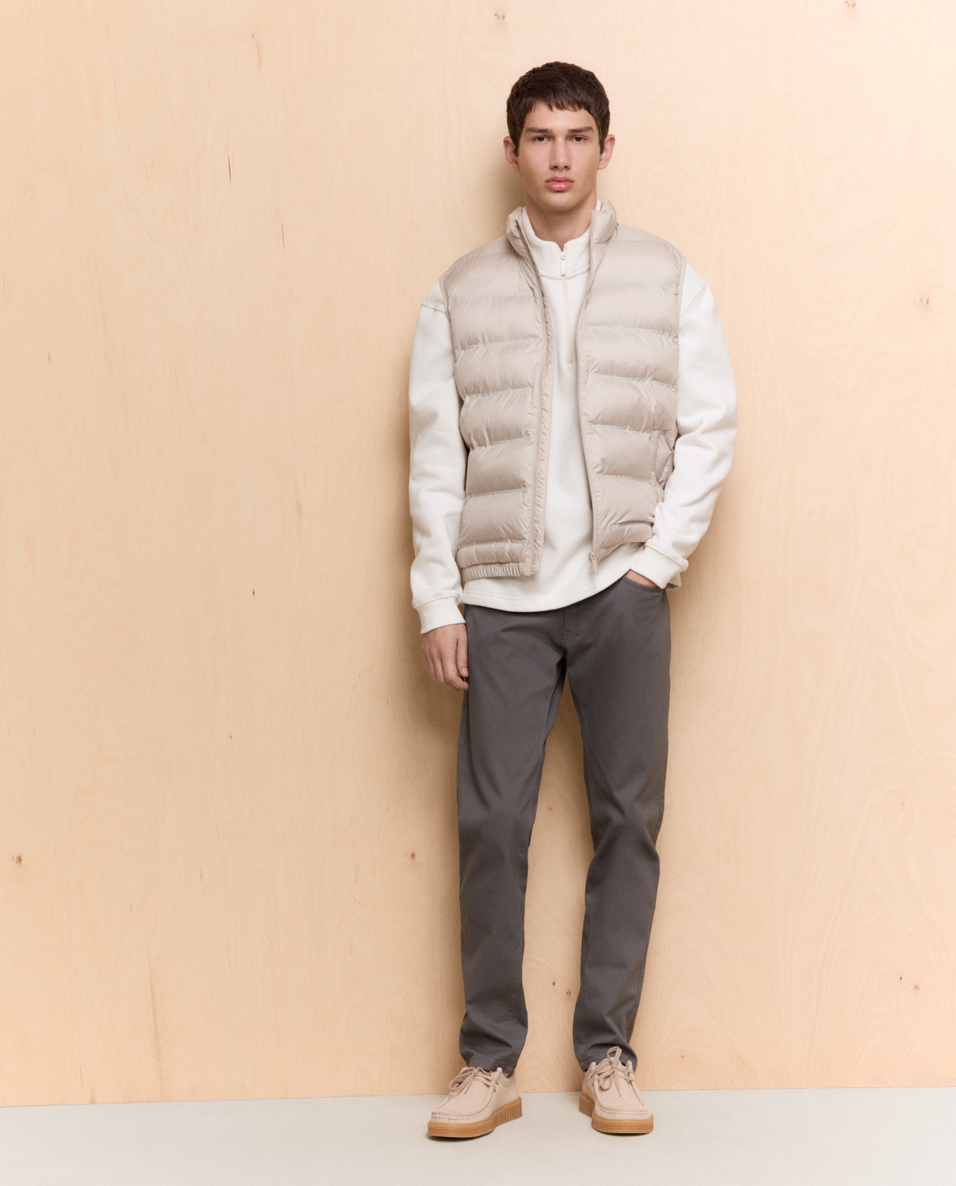 Colete Acolchoado Ligeiro Repelente à Água Branco-gelo-2