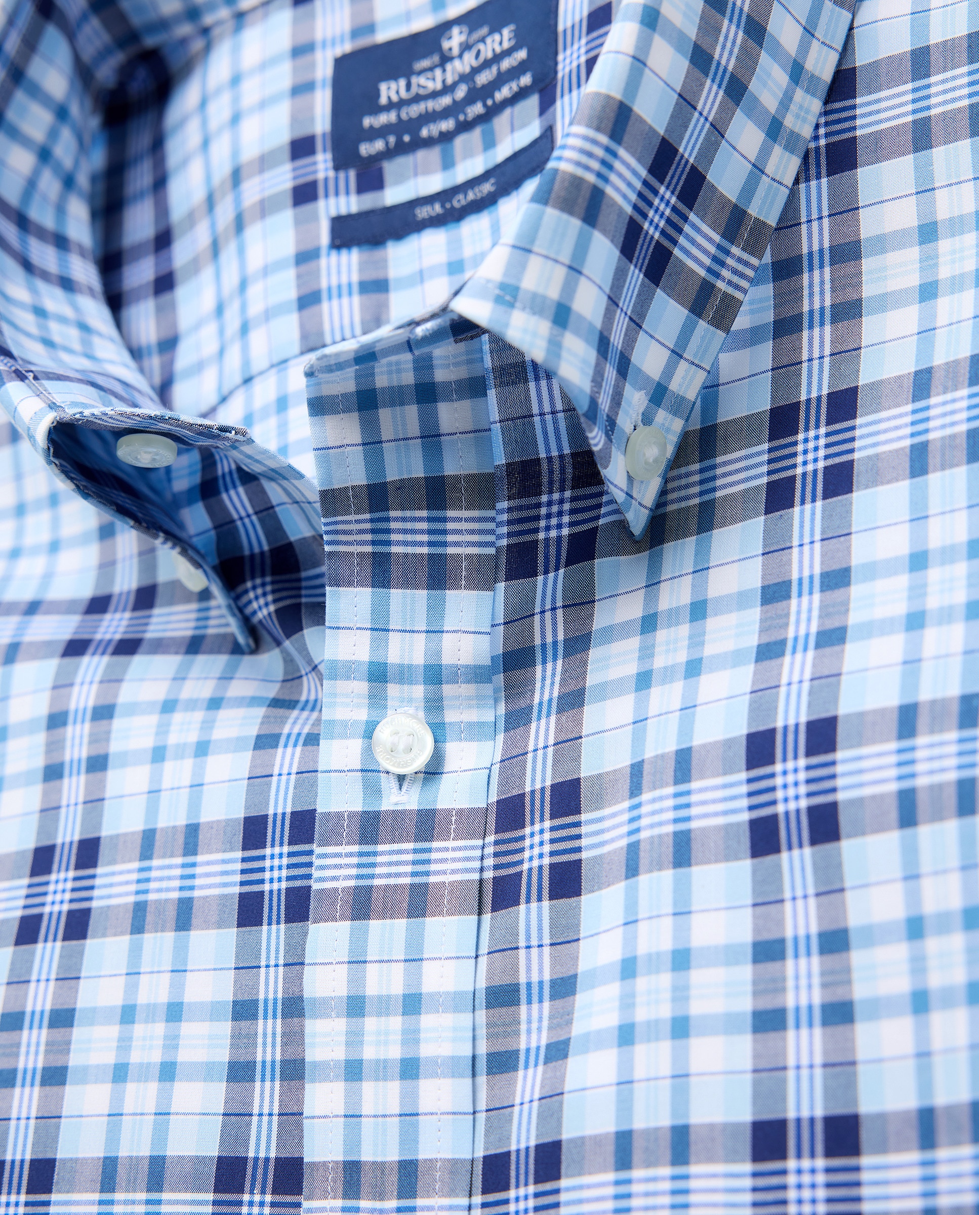Camisa Non Iron Tamanhos Grandes Azul-5