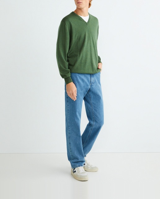 Imagen 0 de Jersey de lana 100% merino de hombre con el cuello de pico