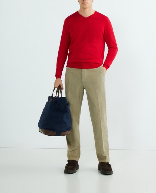 Imagen 0 de Jersey de lana 50% merino y 50% algódon de hombre con el cuello pico