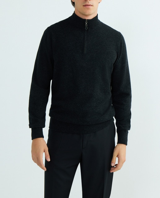 Imagen 0 de Jersey de lana 100% de hombre semicisne con cremallera