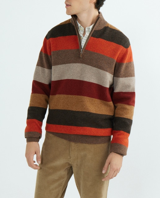 Imagen 0 de Jersey de lana 100% lambswool de hombre semicisne con cremallera