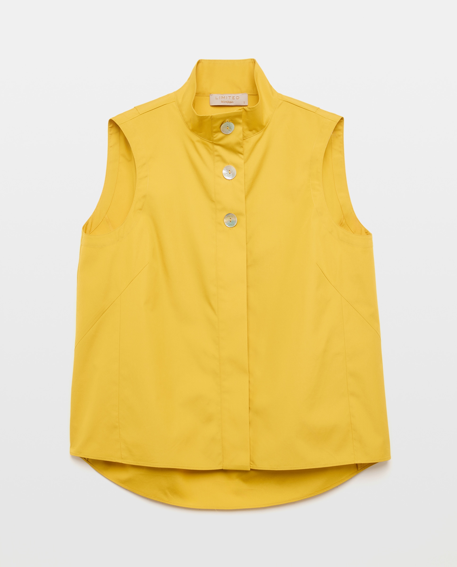 Camisa de Popelina sem Mangas e com Colarinho de Camisa 300 Amarelo-5