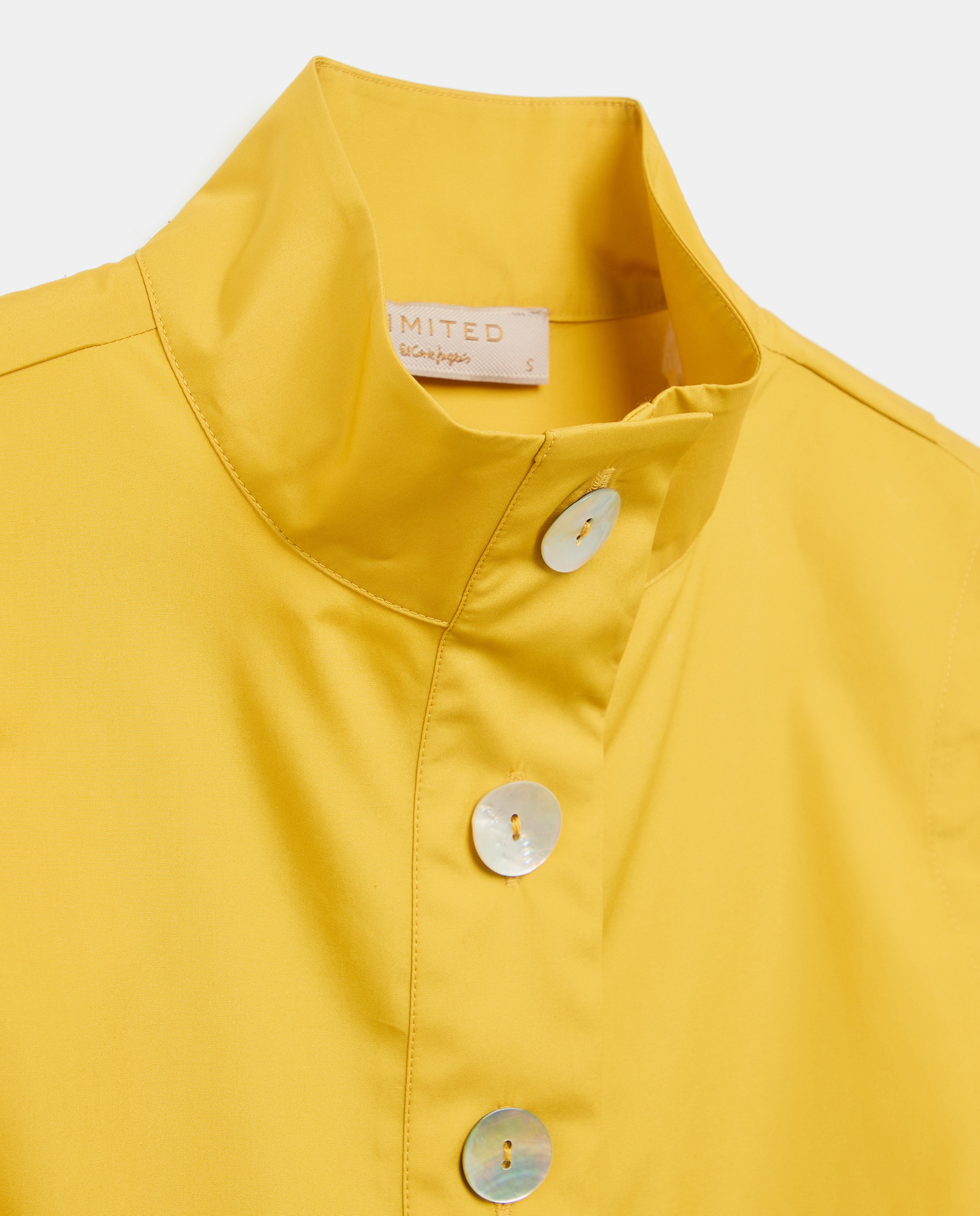 Camisa de Popelina sem Mangas e com Colarinho de Camisa 300 Amarelo-6