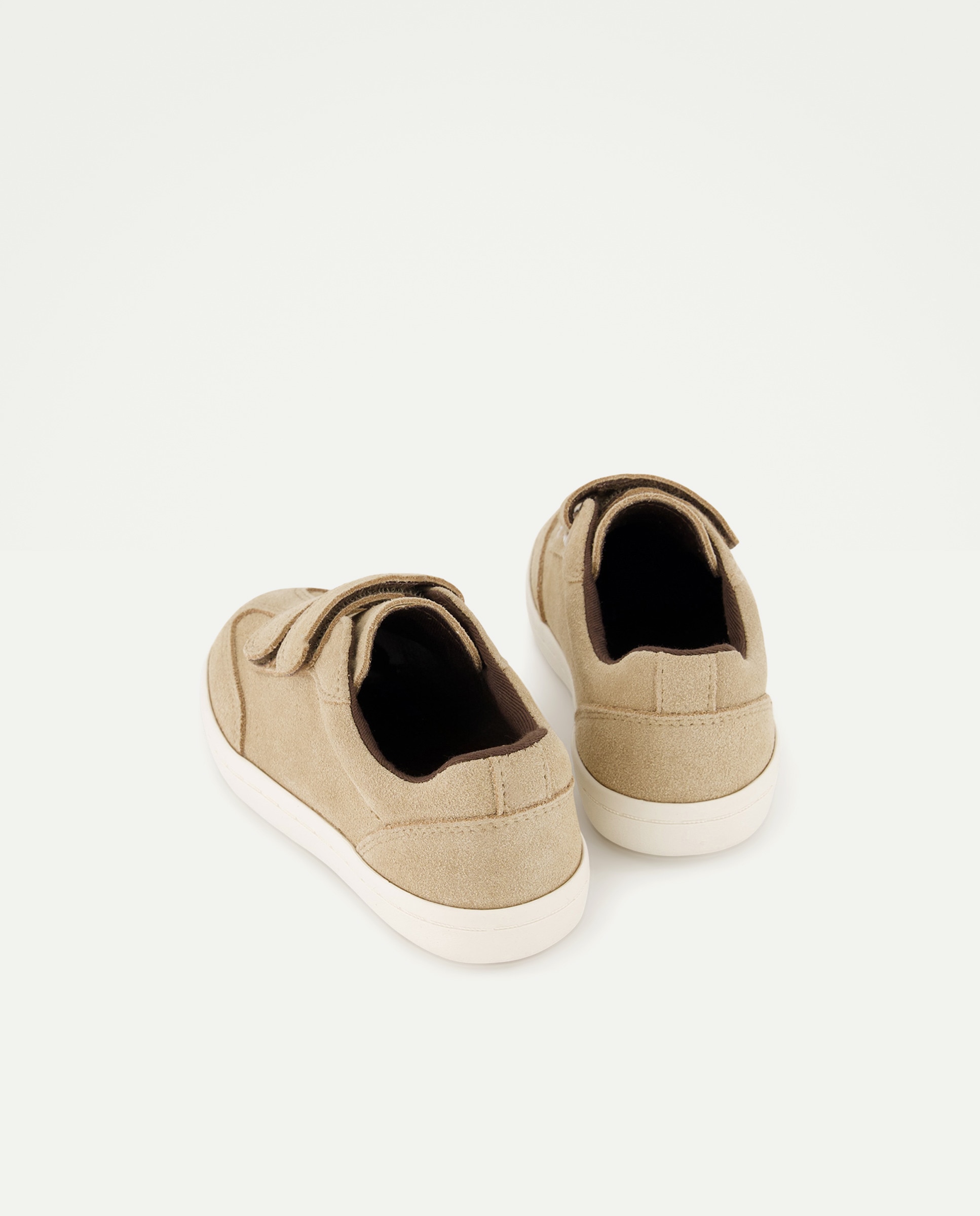 Zapato bebés ante con velcro Beige-3