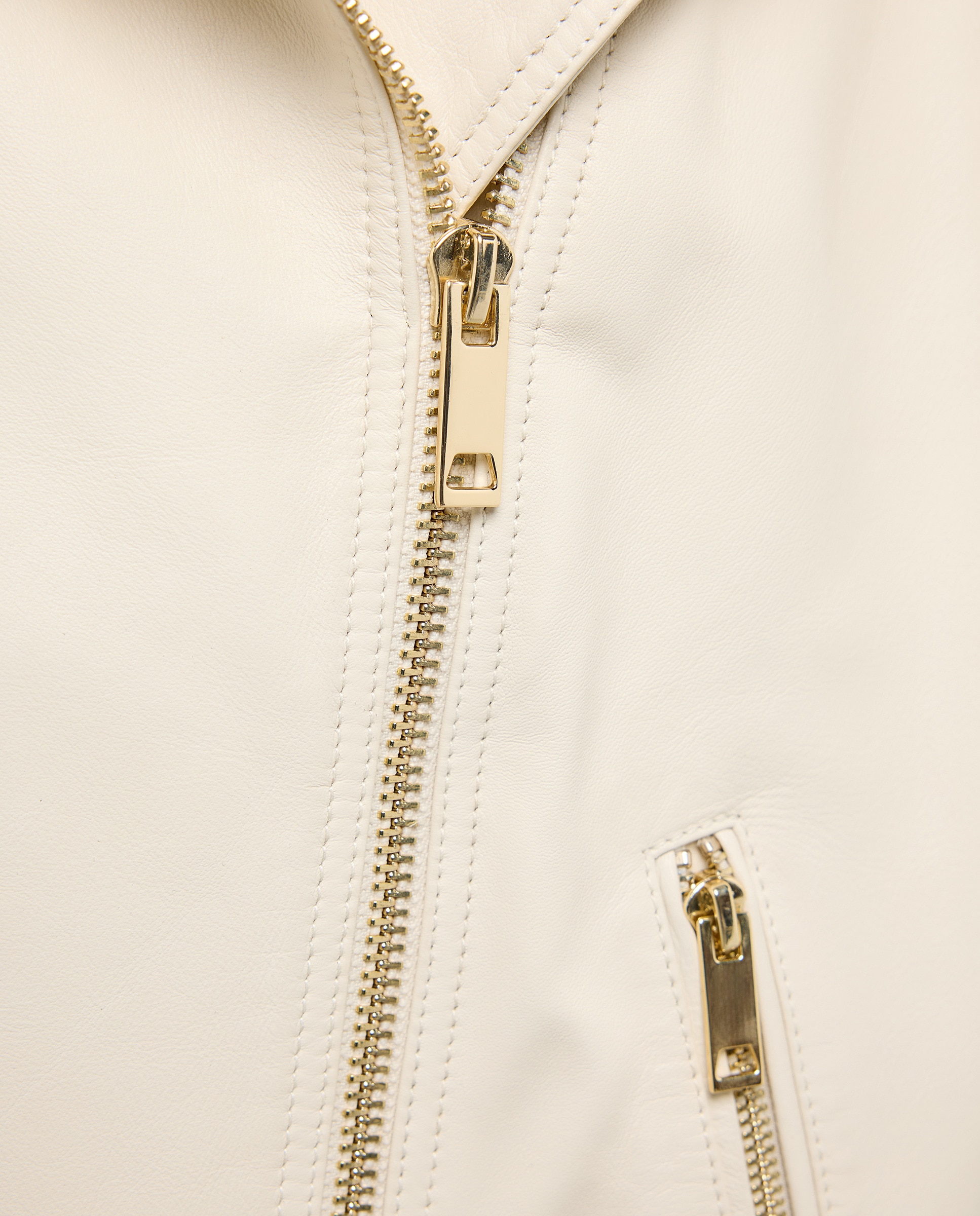 Blusão Biker com Fecho de Correr Cruzado 130 Marfim-5