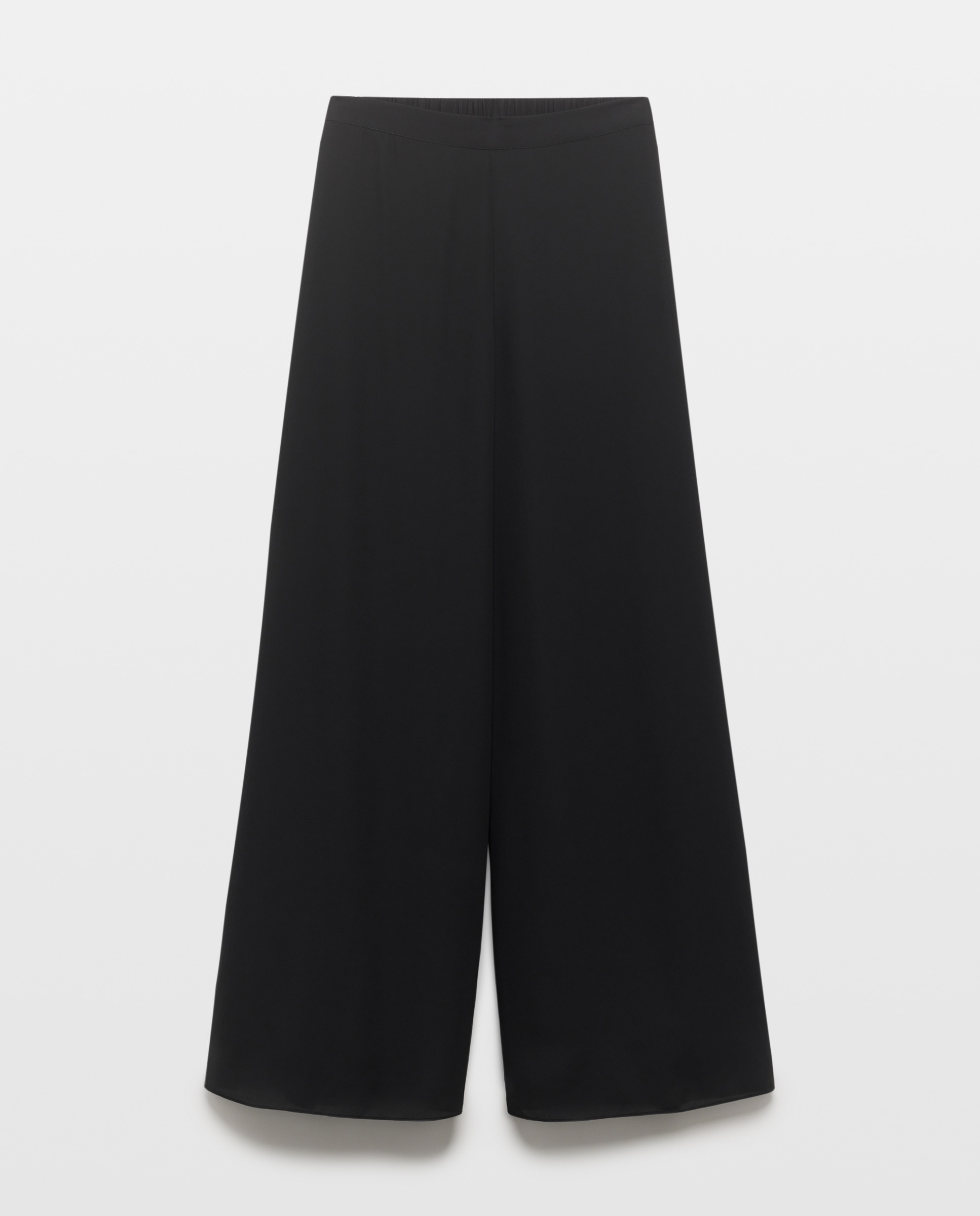 Calças Fluidas de Chiffon Preto-4