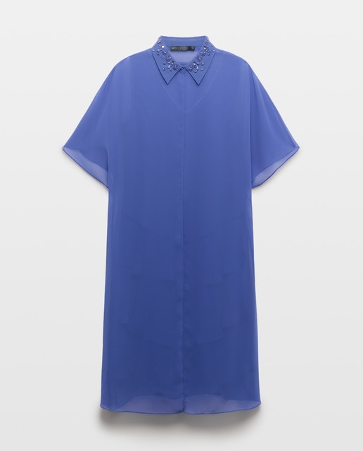 Imagem 0 de Vestido Curto Multicamadas sem Mangas e Sobretudo Tipo Camiseiro