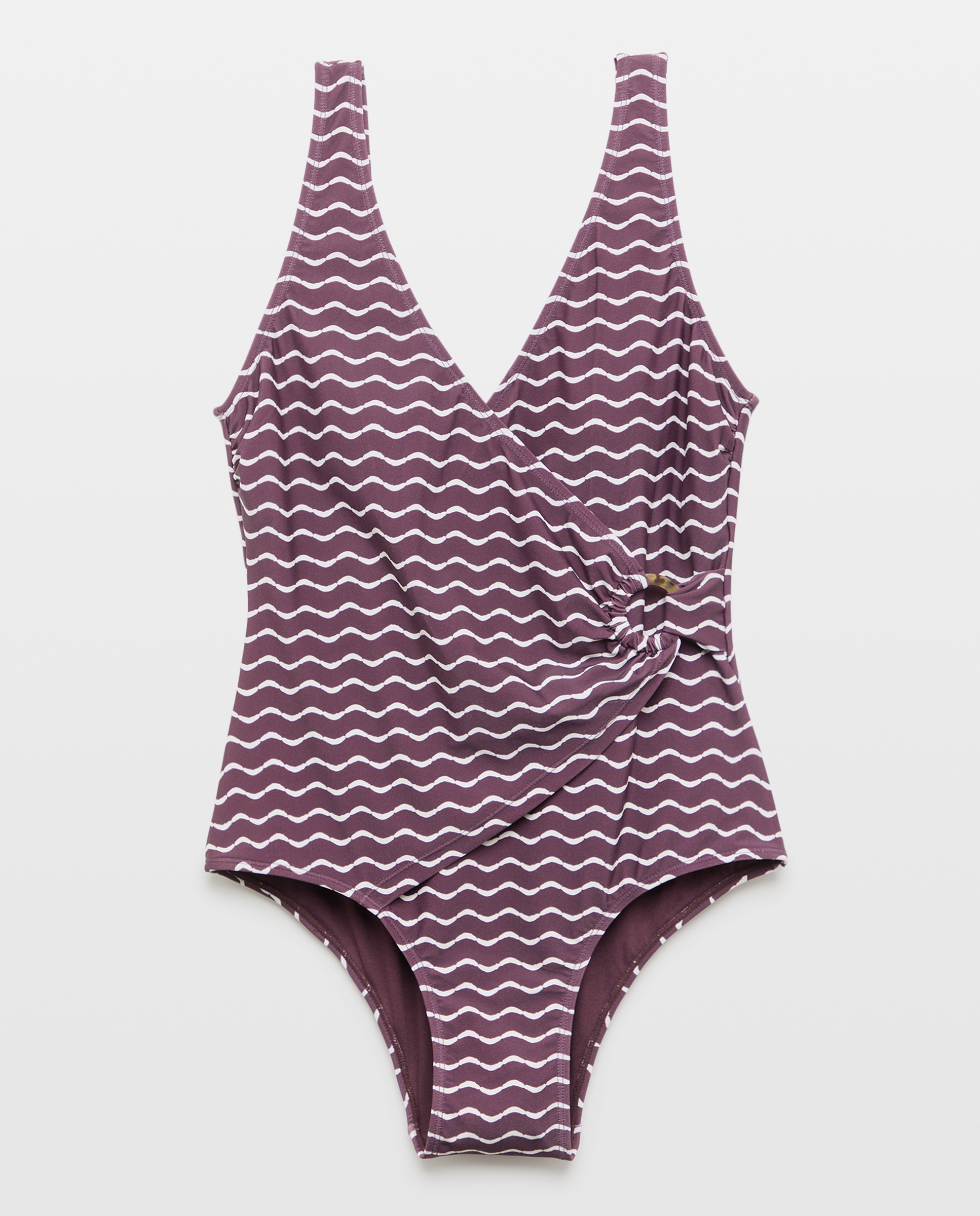 Bañador de mujer cruzado anilla Burdeos-4