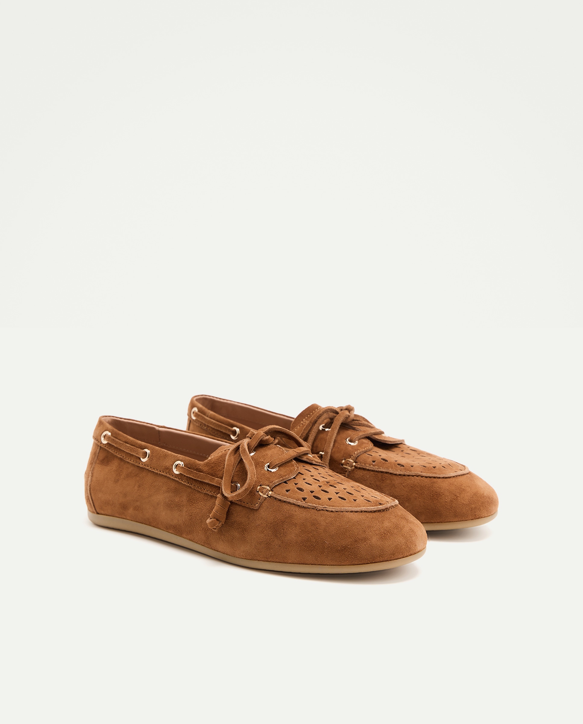Sapatos Rasos Tipo Mocassins Lisos com Atacadores 730 Camel-2