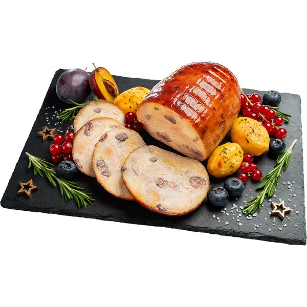 spit-roasted capon stuffed with truffled foie mousse and cranberries tray 750 g
