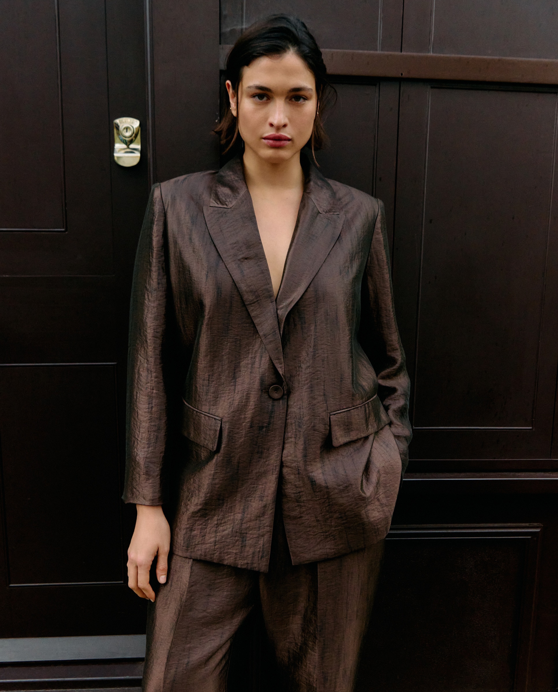Blazer Fluido com Adorno de Fato 790 Bronze-2