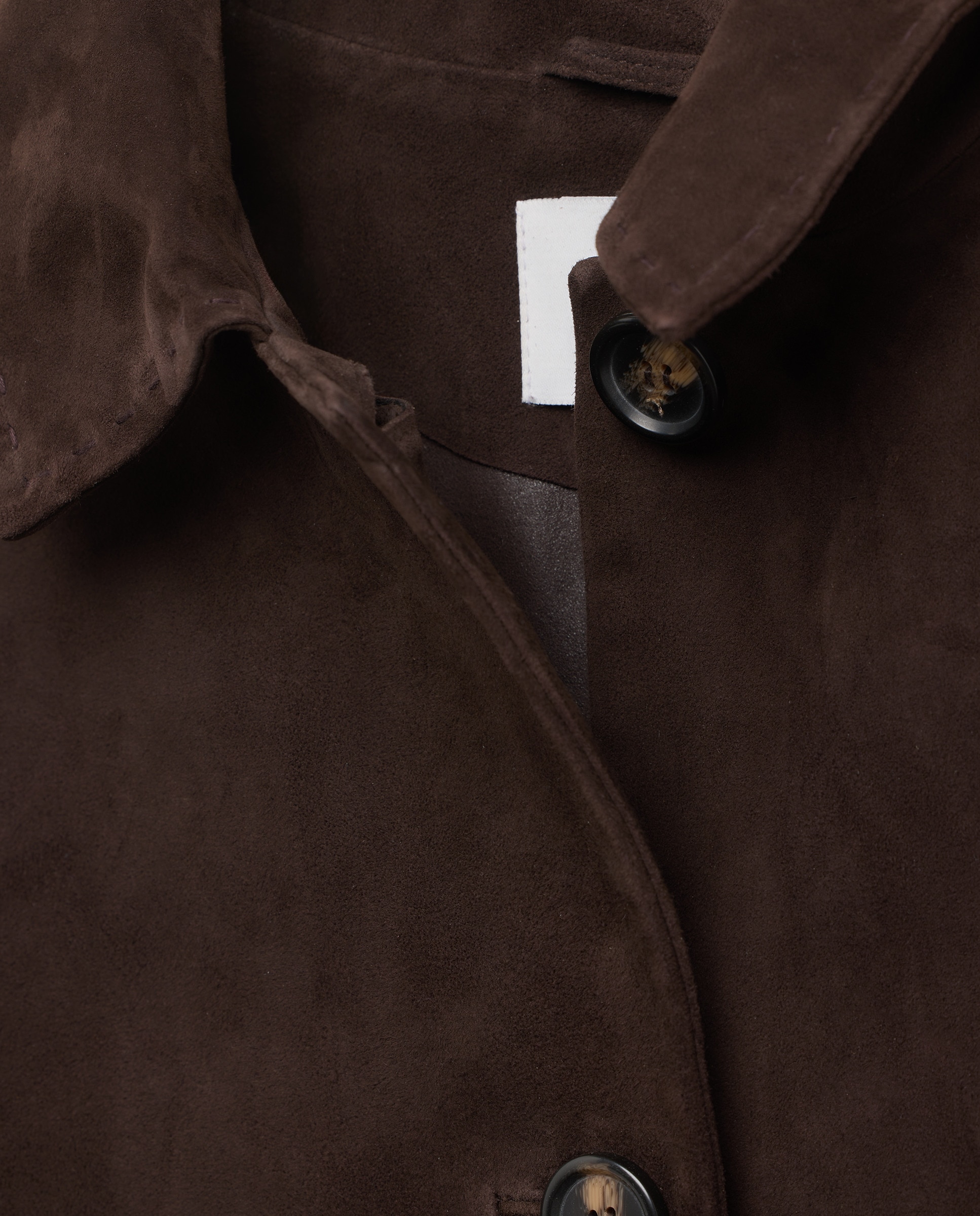 Casaco em Pele Tipo Camurça Castanho-2