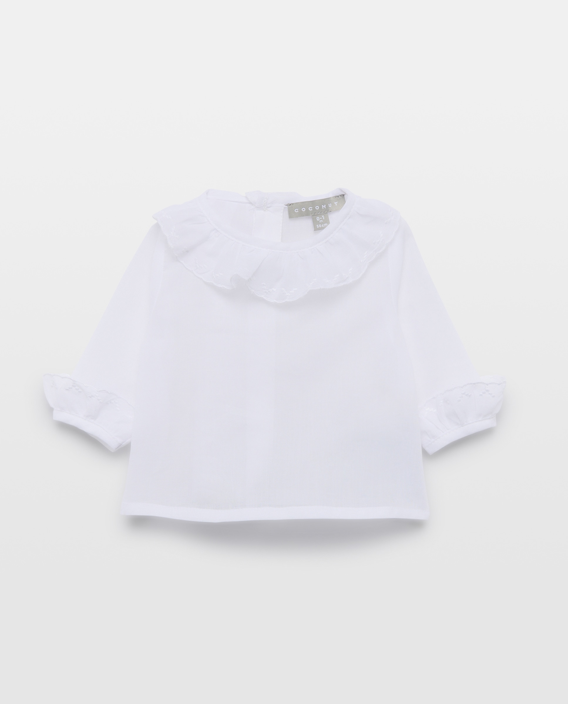 Camisa Básica de Bebé com Manga Comprida com Festão Coconut El Corte Inglés Branco-1