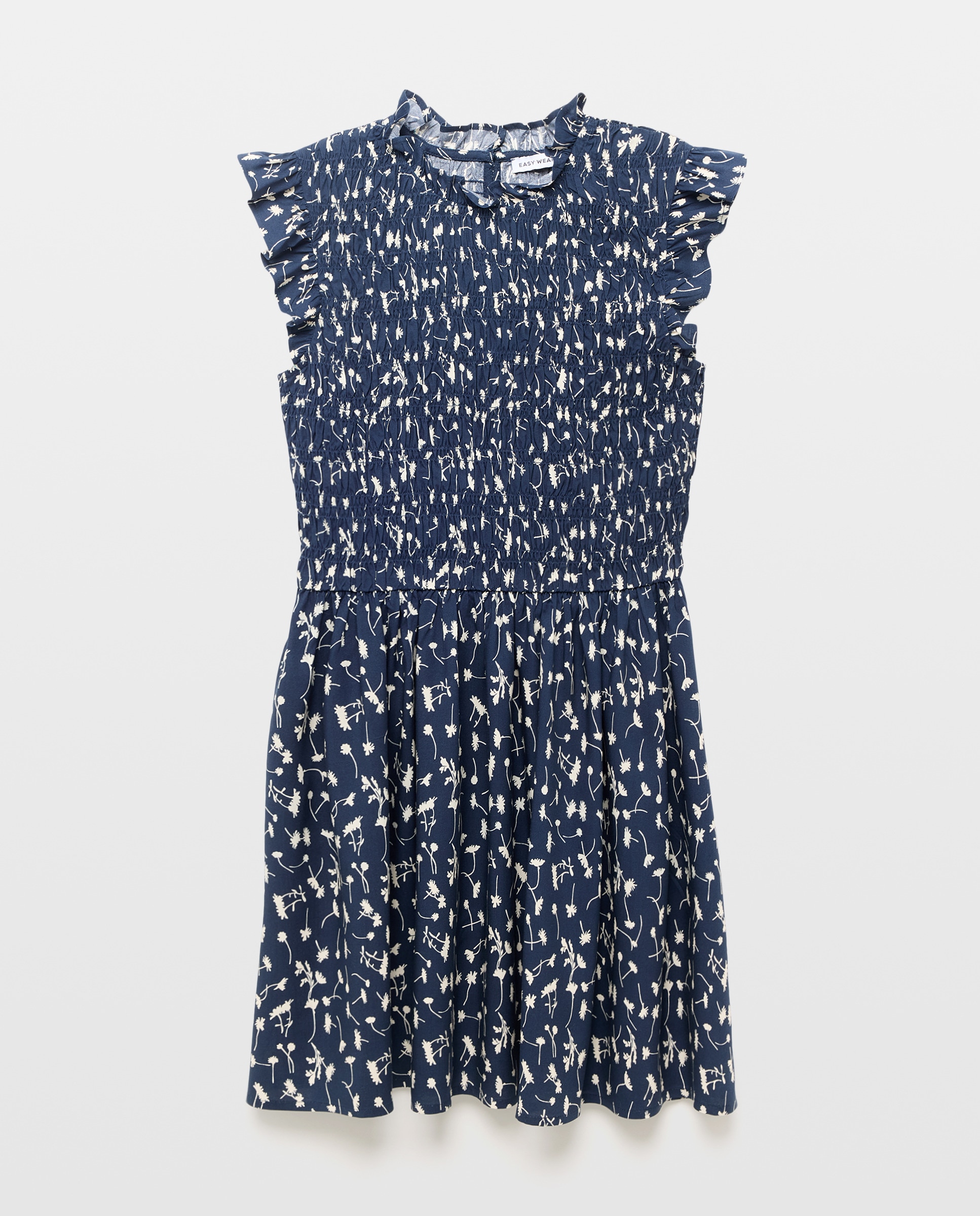 Vestido Curto sem Mangas e com Estampado Azul-4