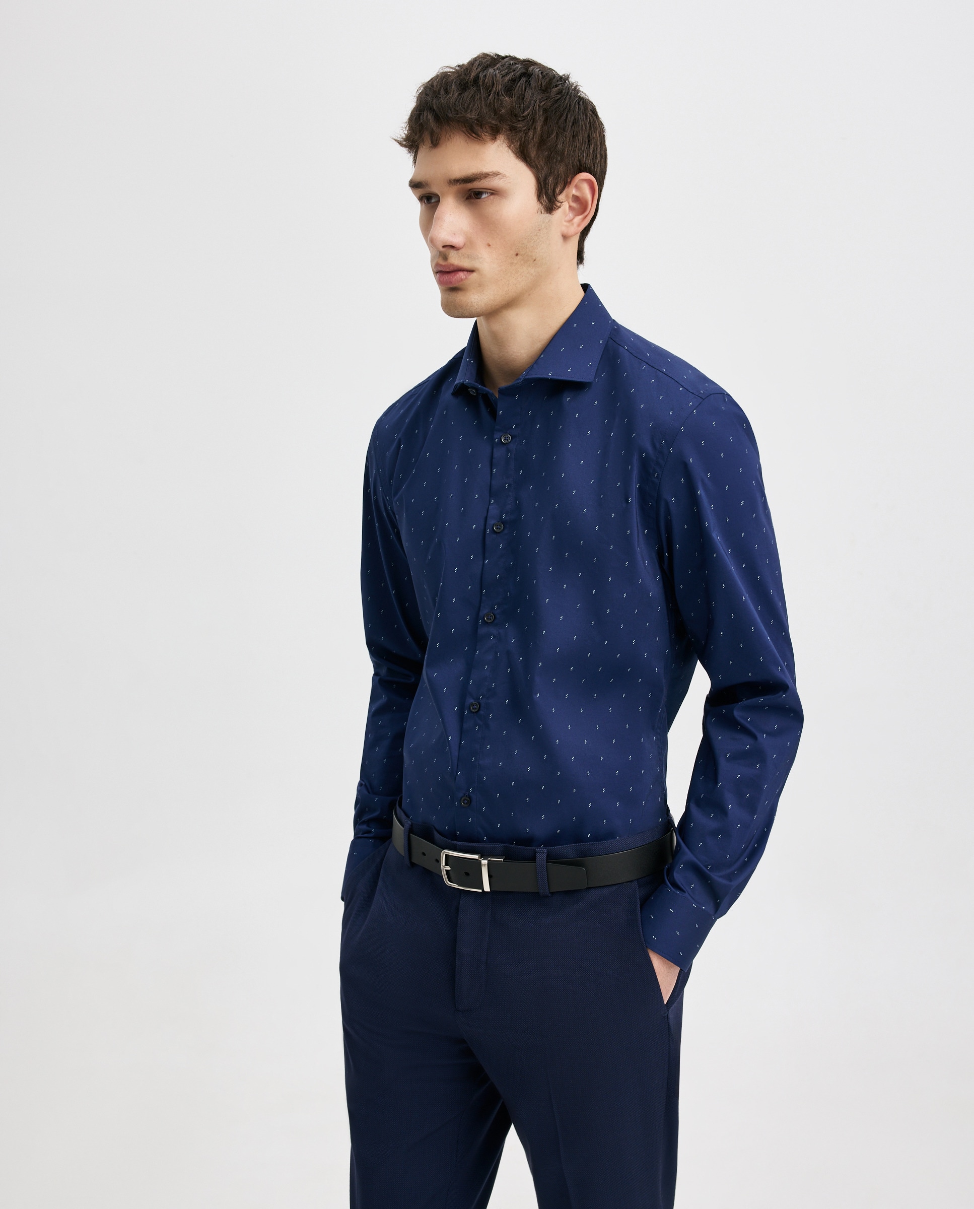 Camisa Elástica com Formas Geométricas Azul-marinho-4