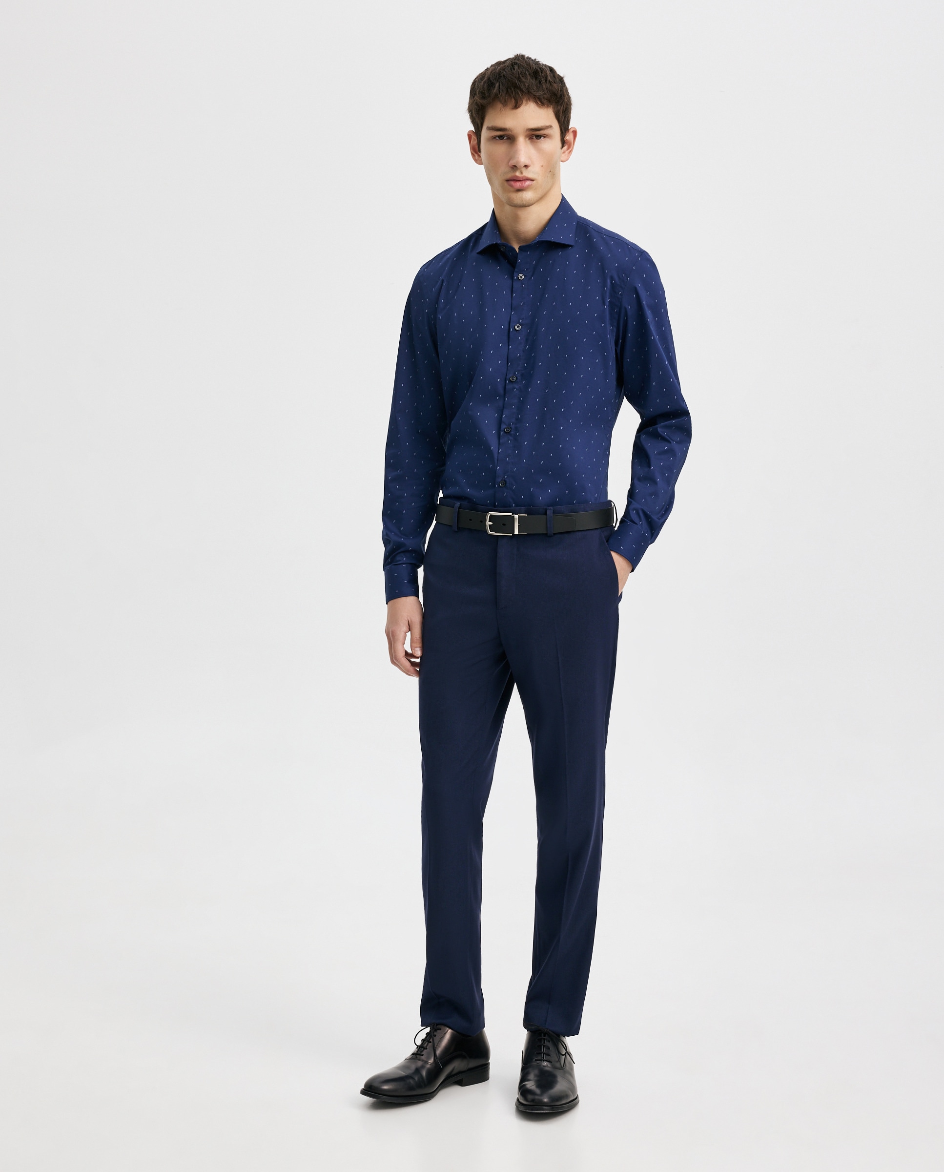 Camisa Elástica com Formas Geométricas Azul-marinho-1