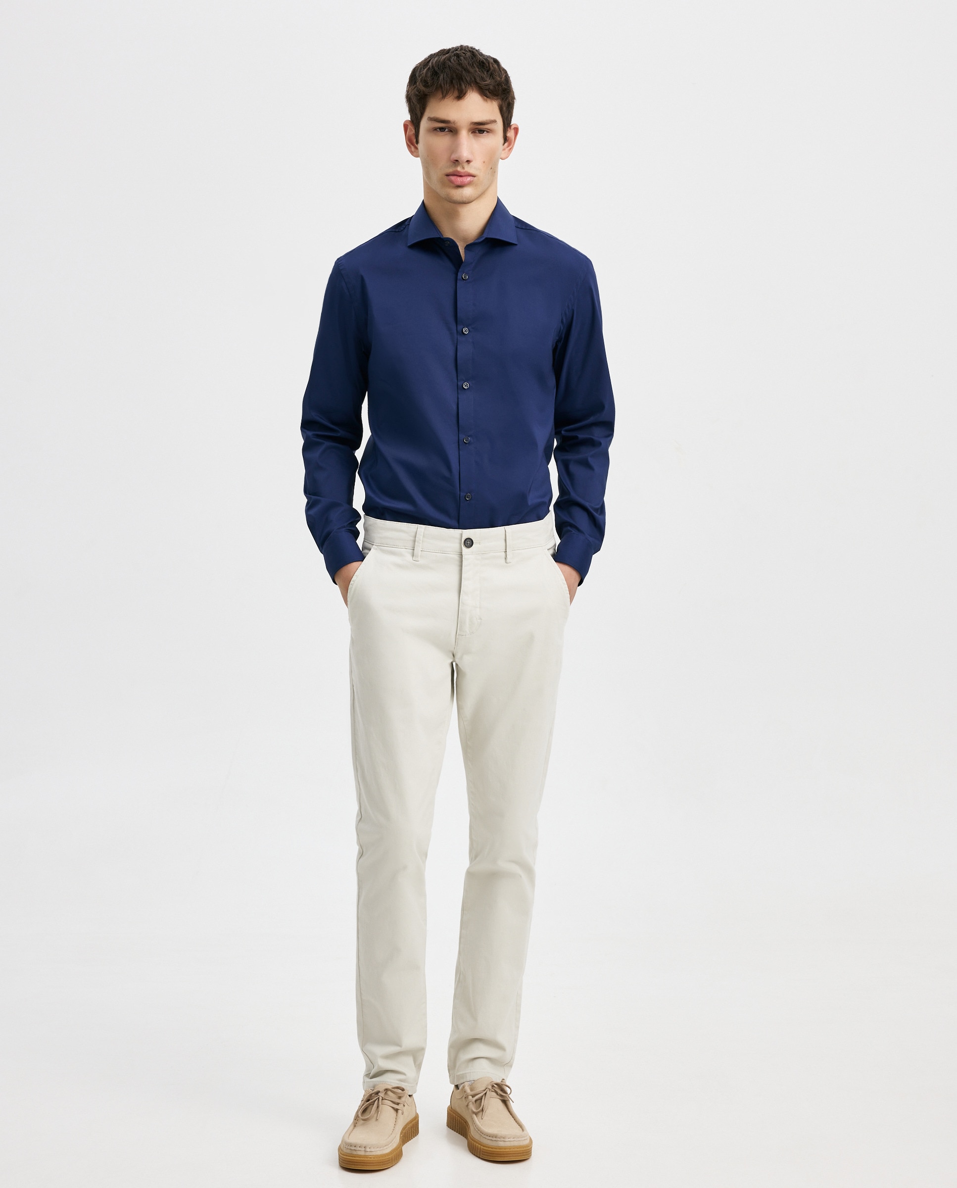 Camisa Elástica Lisa Azul-marinho-4