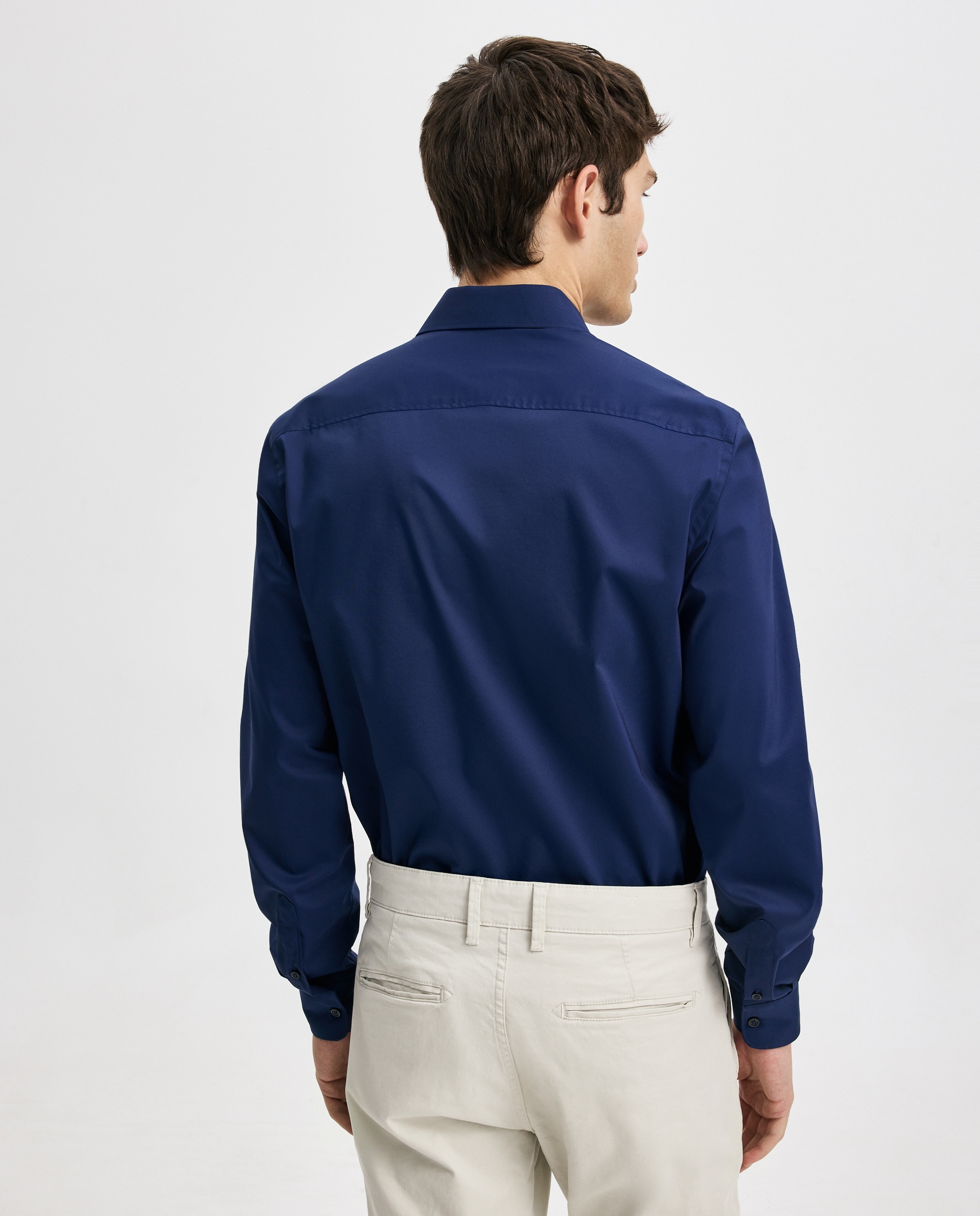 Camisa Elástica Lisa Azul-marinho-3