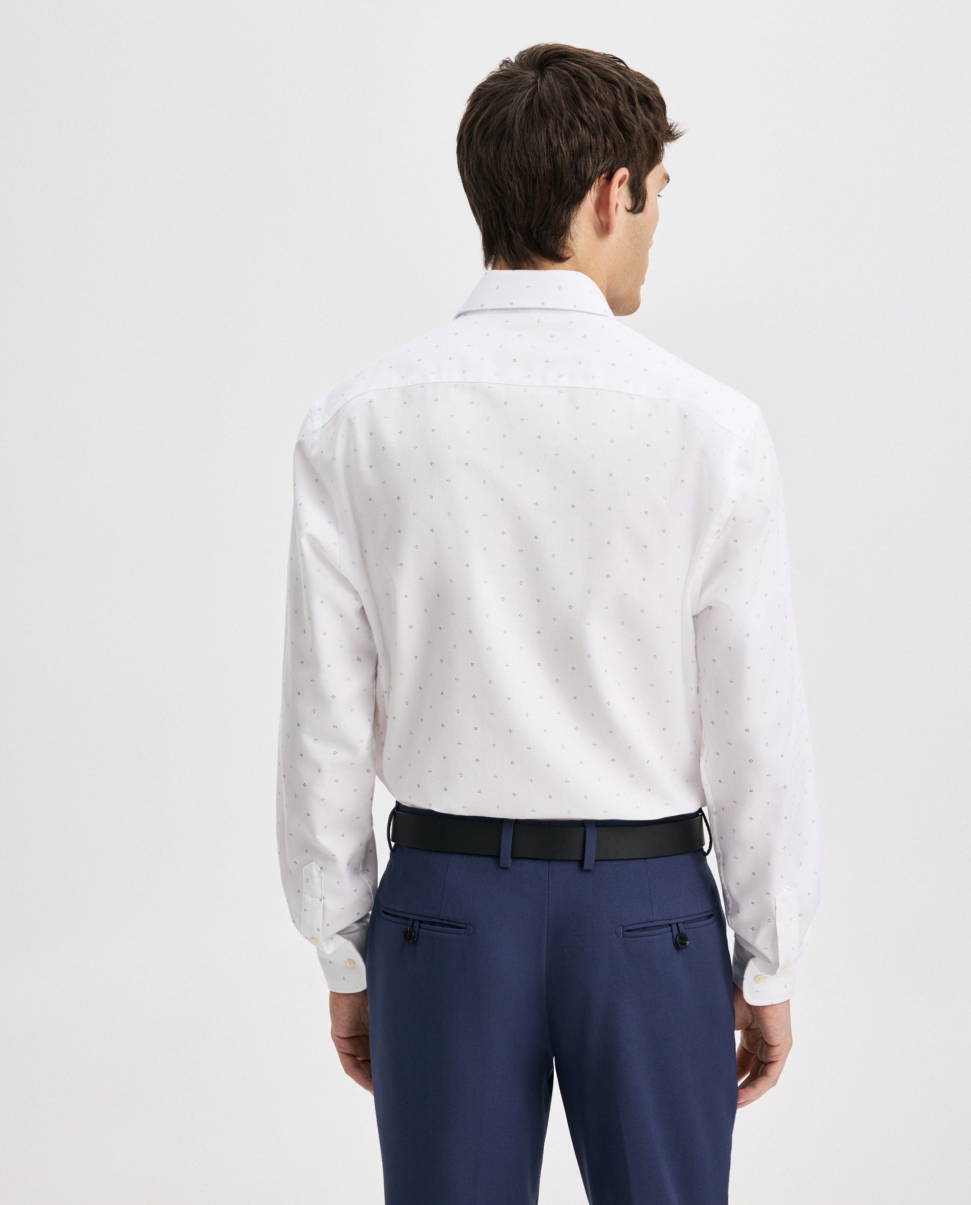 Camisa Clássica com Estampado Geométrico Coolmax Branco-3