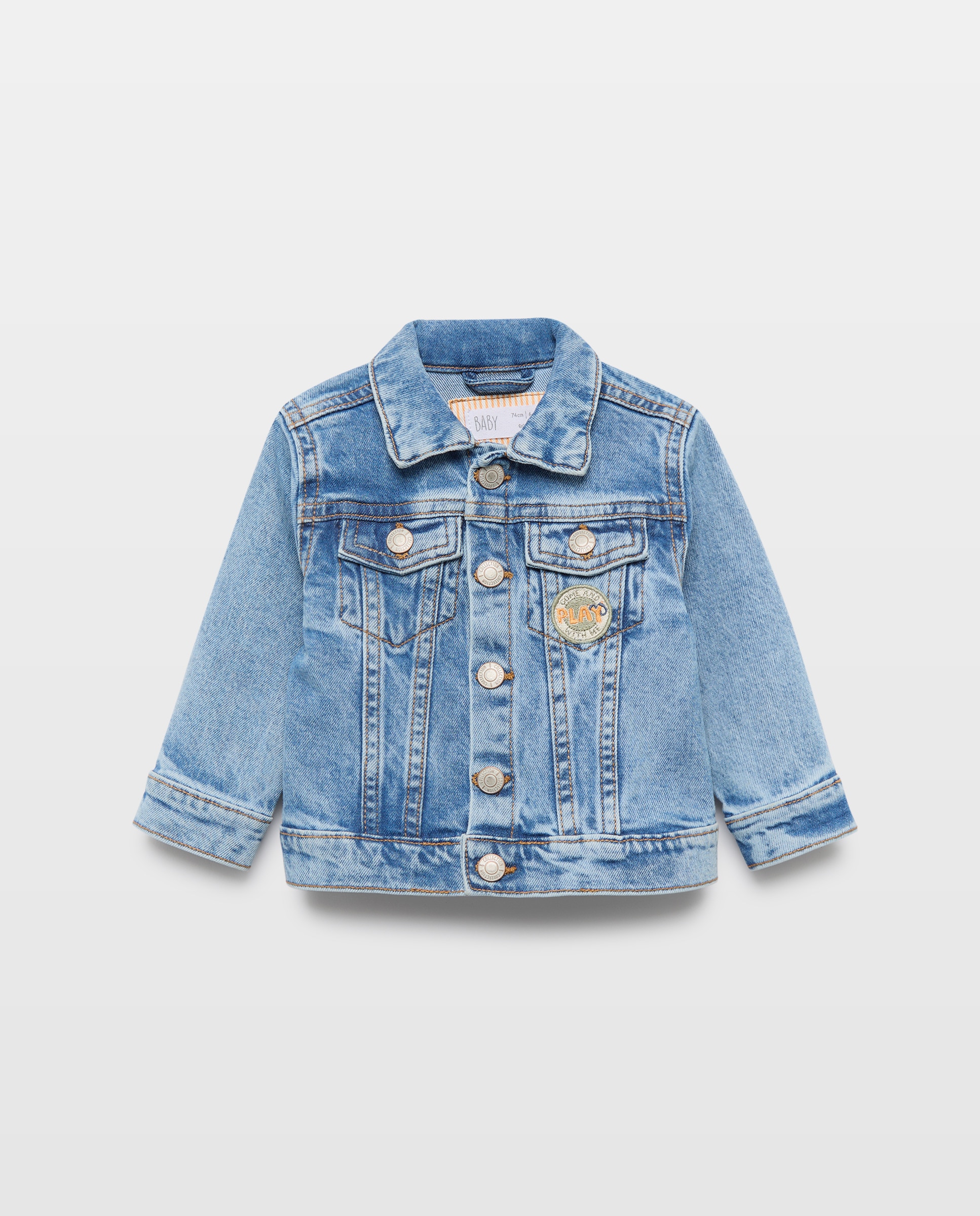 Blusão de Ganga Lisa de Bebé Cerúleo-1