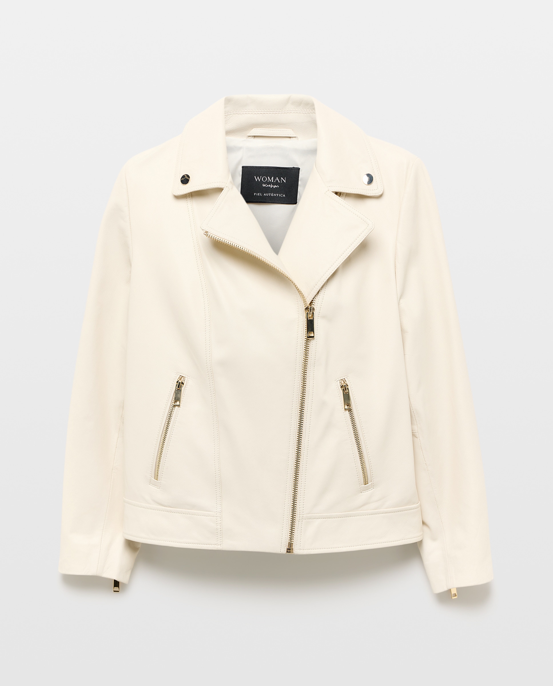 Blusão Biker com Fecho de Correr Cruzado 130 Marfim-4