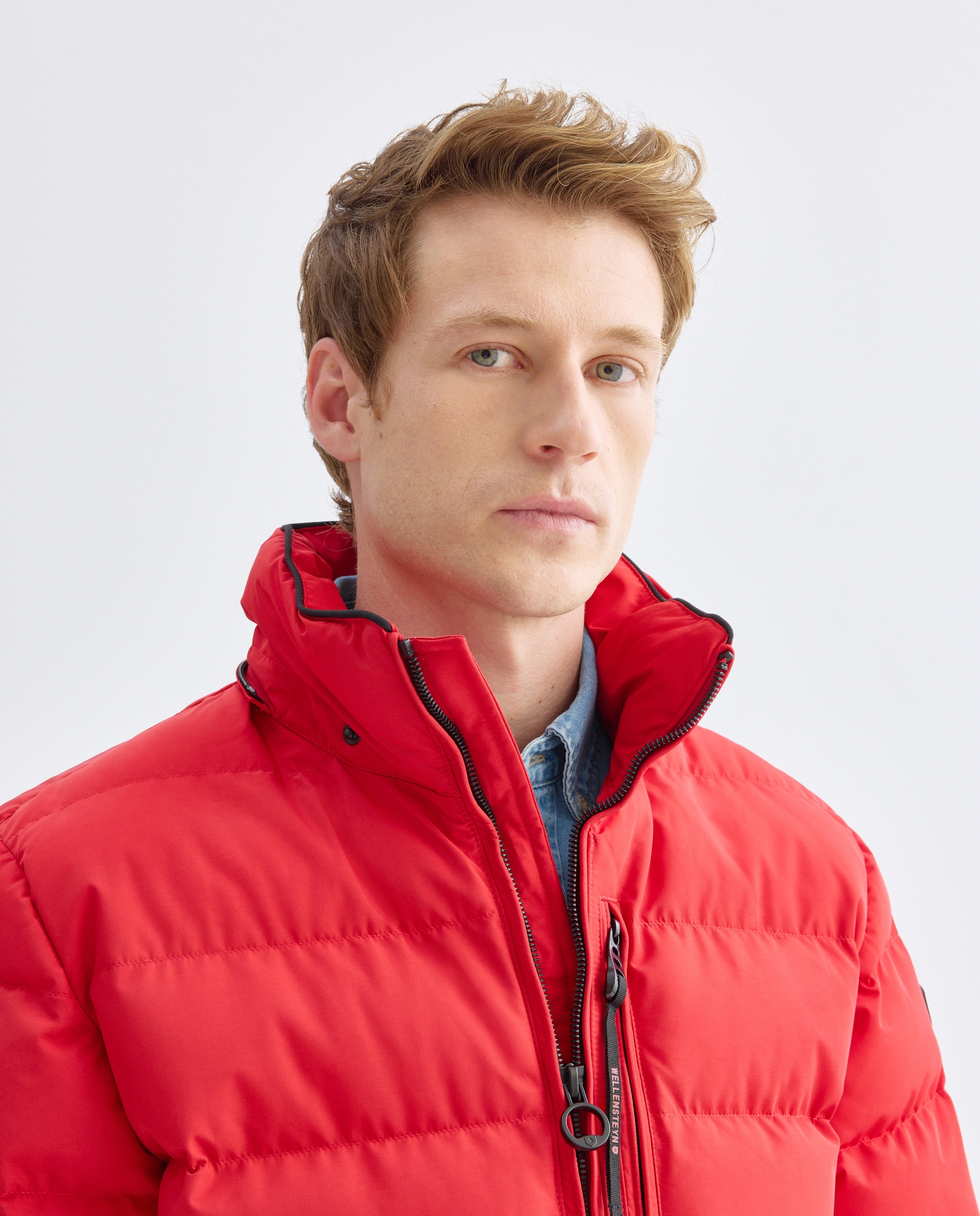 Parka Acolchoada com Capuz Desmontável Vermelho-3