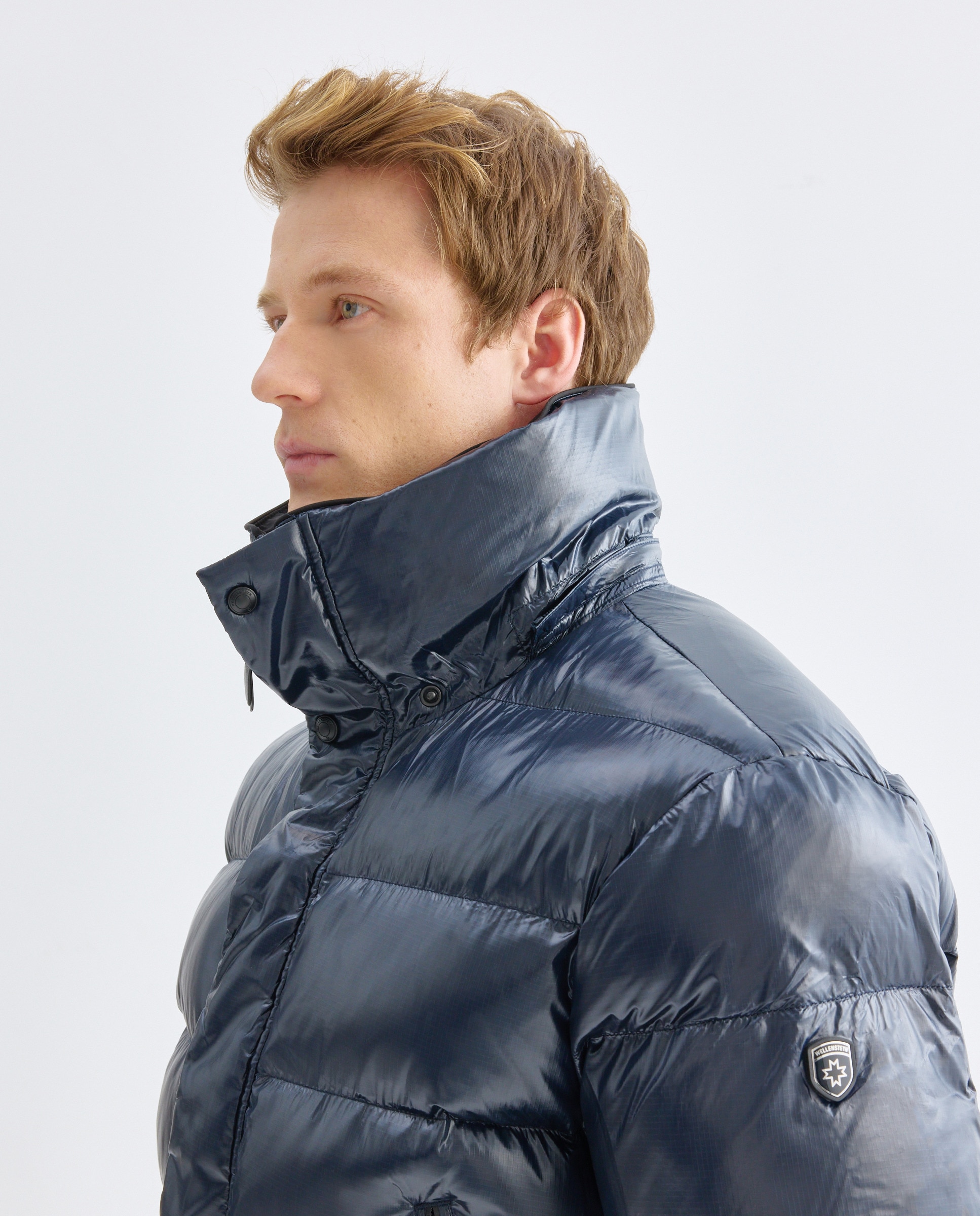 Parka Acolchoada com Capuz Desmontável Azul-marinho-3