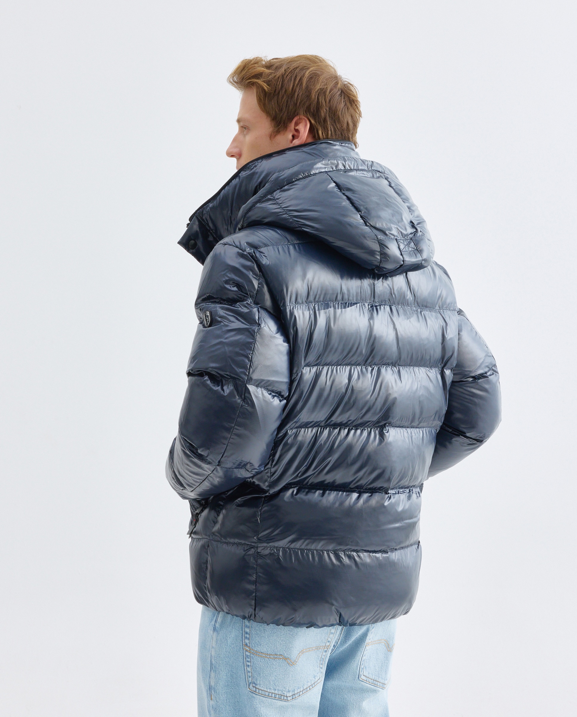 Parka Acolchoada com Capuz Desmontável Azul-marinho-4