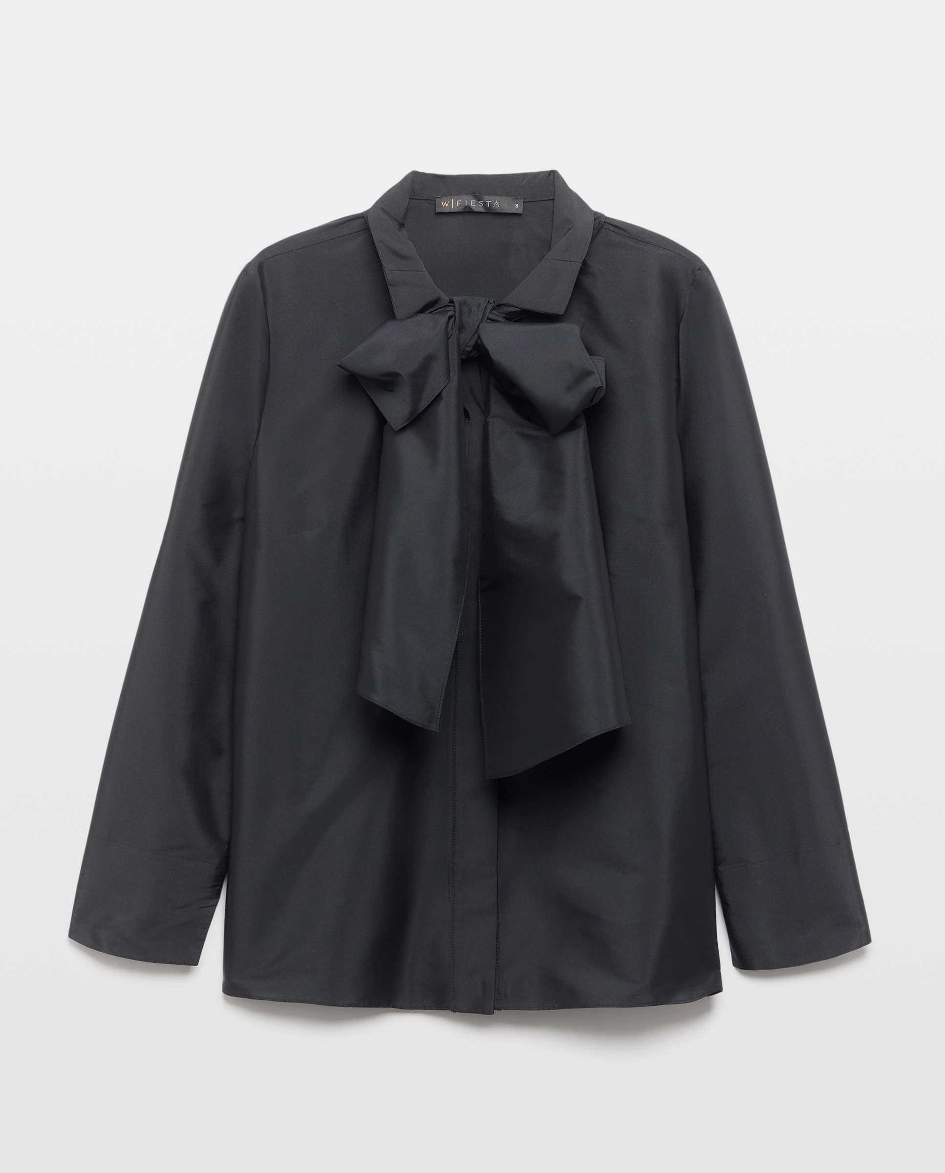 Blusa de Tafetá com Manga 3/4 Preto-4