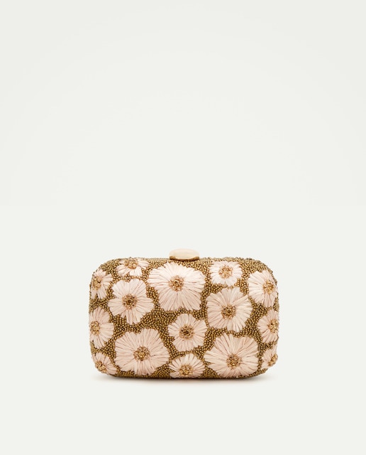 Imagem 0 de Mala Clutch de Ráfia com Flores